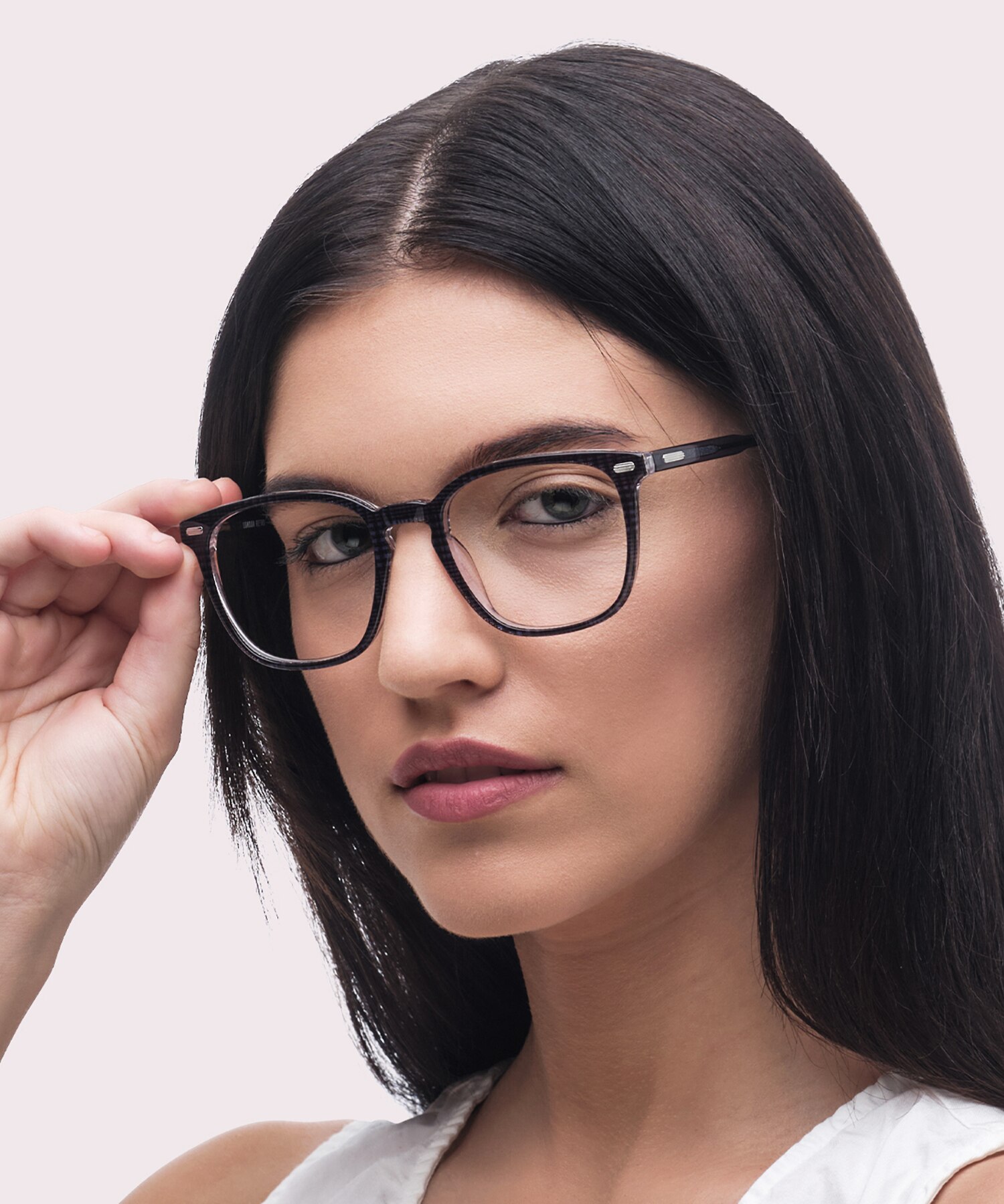 Harlesden Crystal Blue Tartan AcetateEyeglass Frames for Women for Glasses Direct
