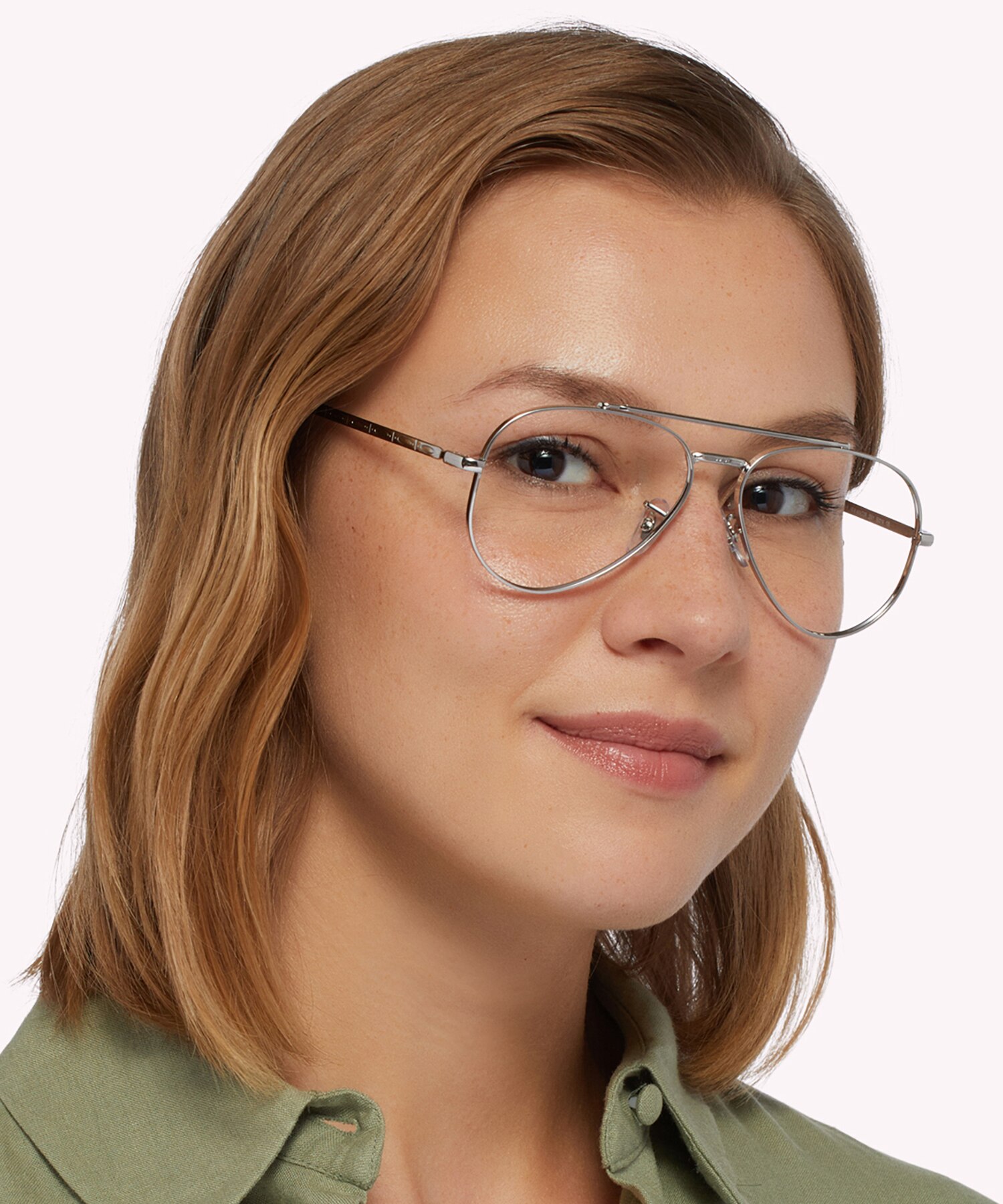 New Aviator Optics Silver MetalEyeglass Frames for Women for Glasses Direct