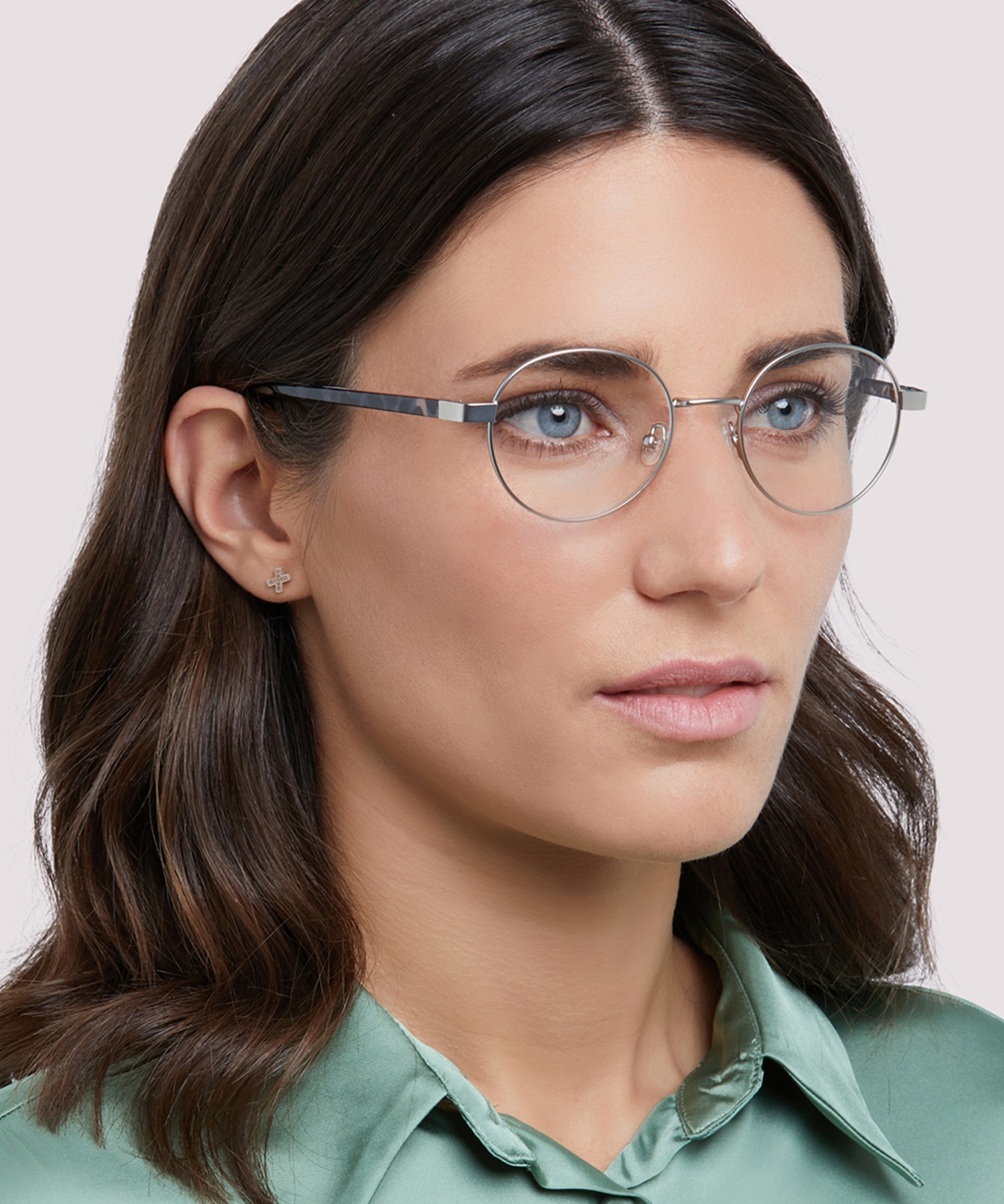 Cody Matte Silver MetalEyeglass Frames for Women for Glasses Direct