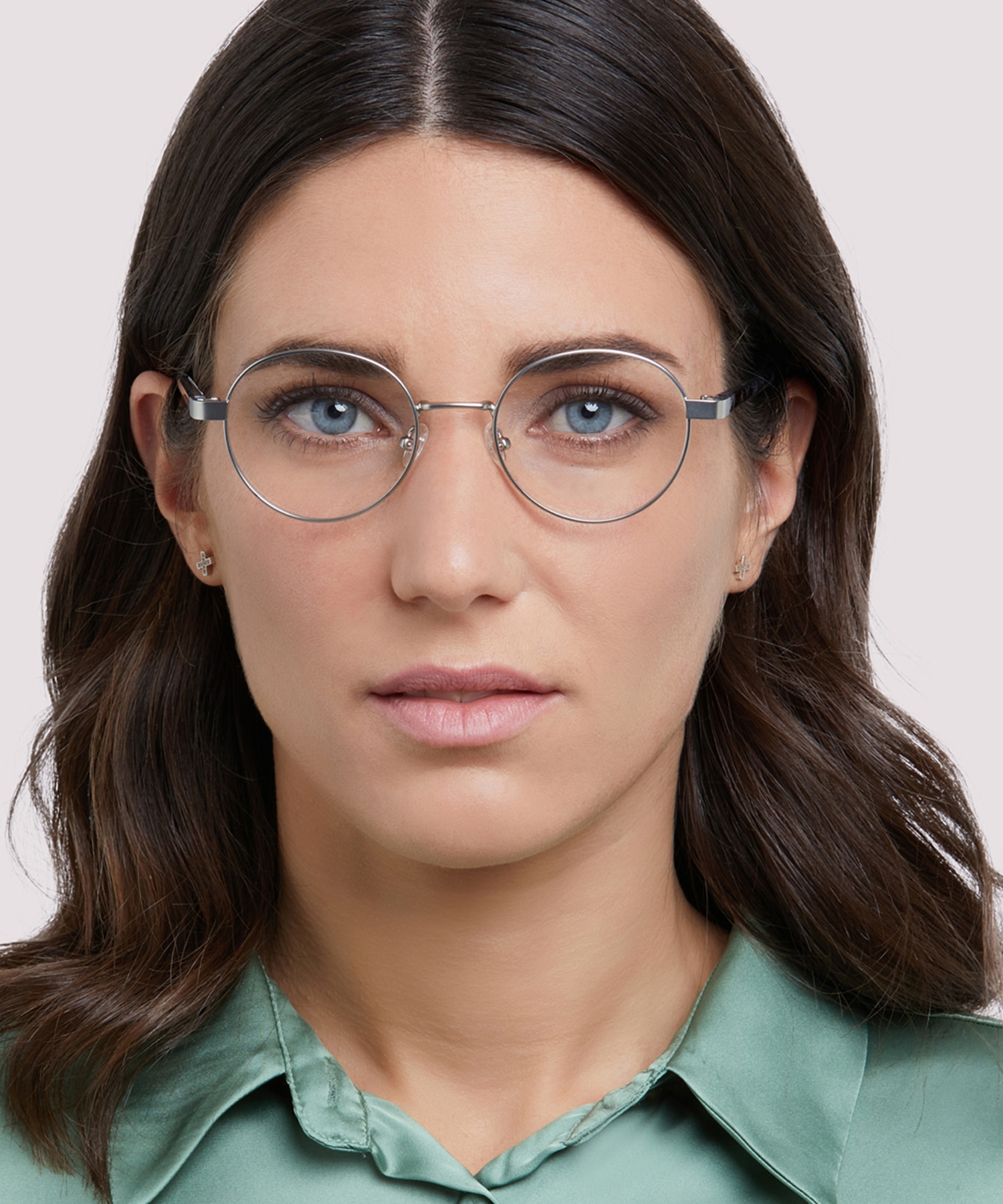 Cody Matte Silver MetalEyeglass Frames for Women for Glasses Direct