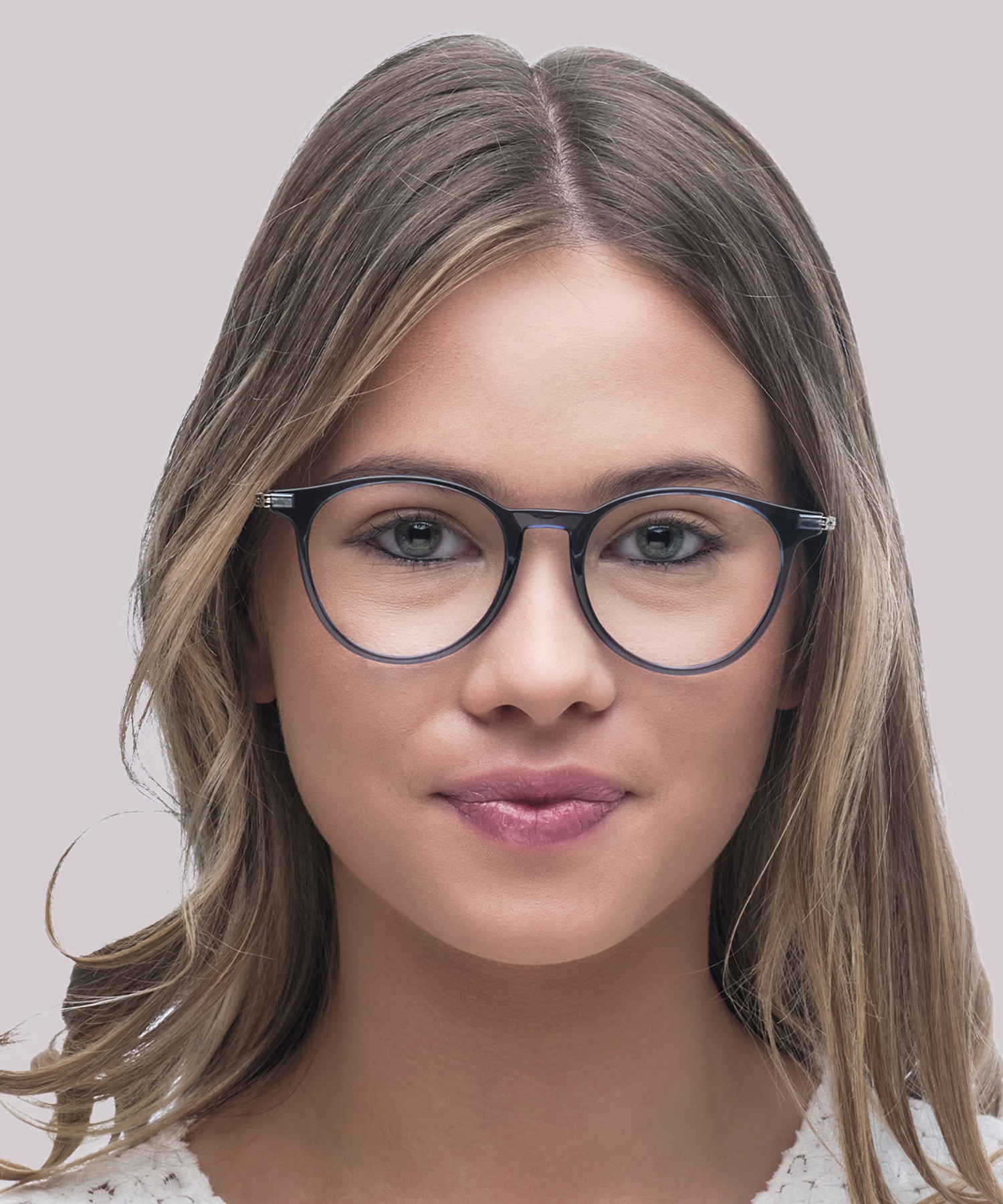 TJ 0078 Blue Silver PlasticEyeglass Frames for Women for Glasses Direct