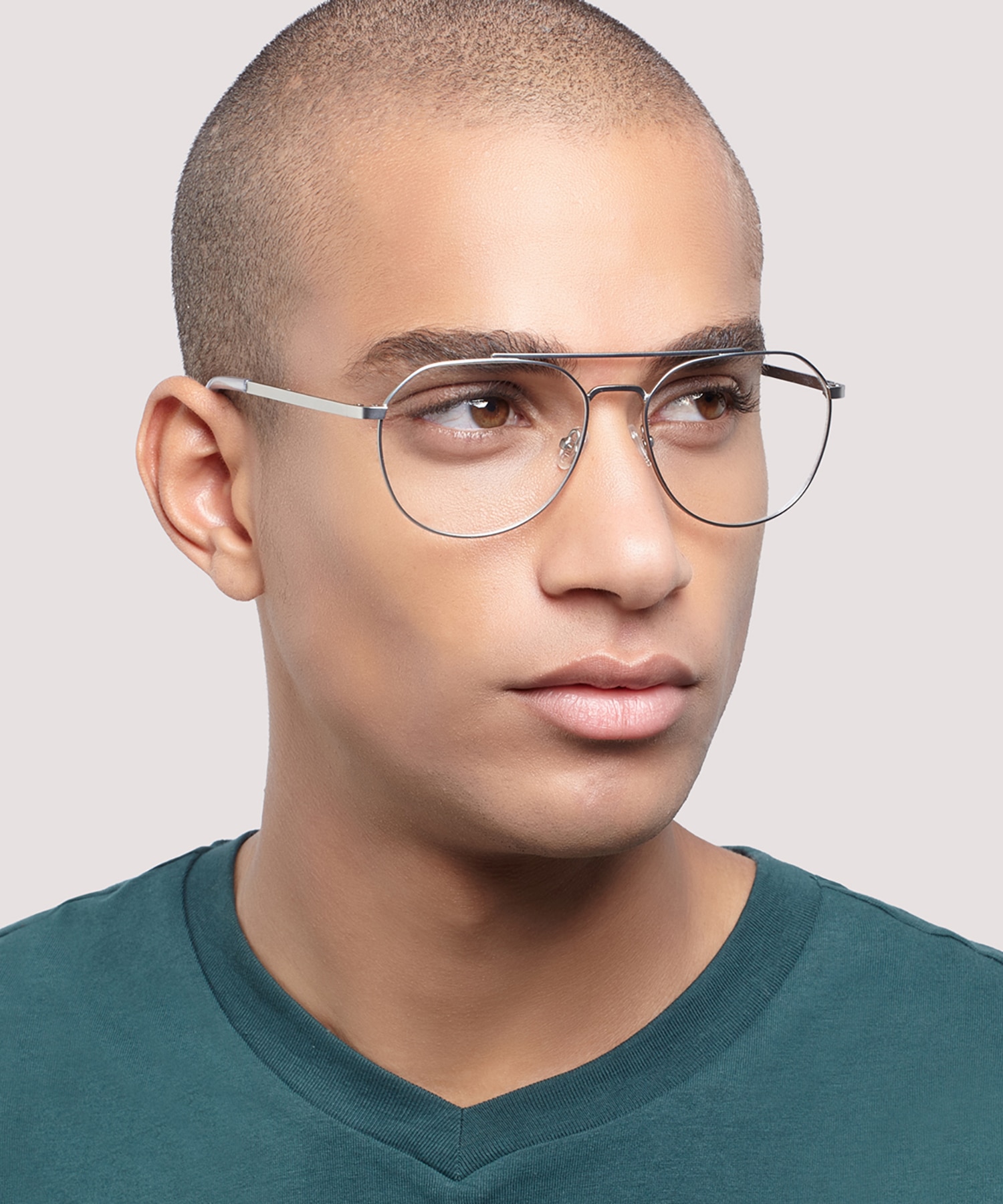 Colby Matte Silver MetalEyeglass Frames for Men for Glasses Direct