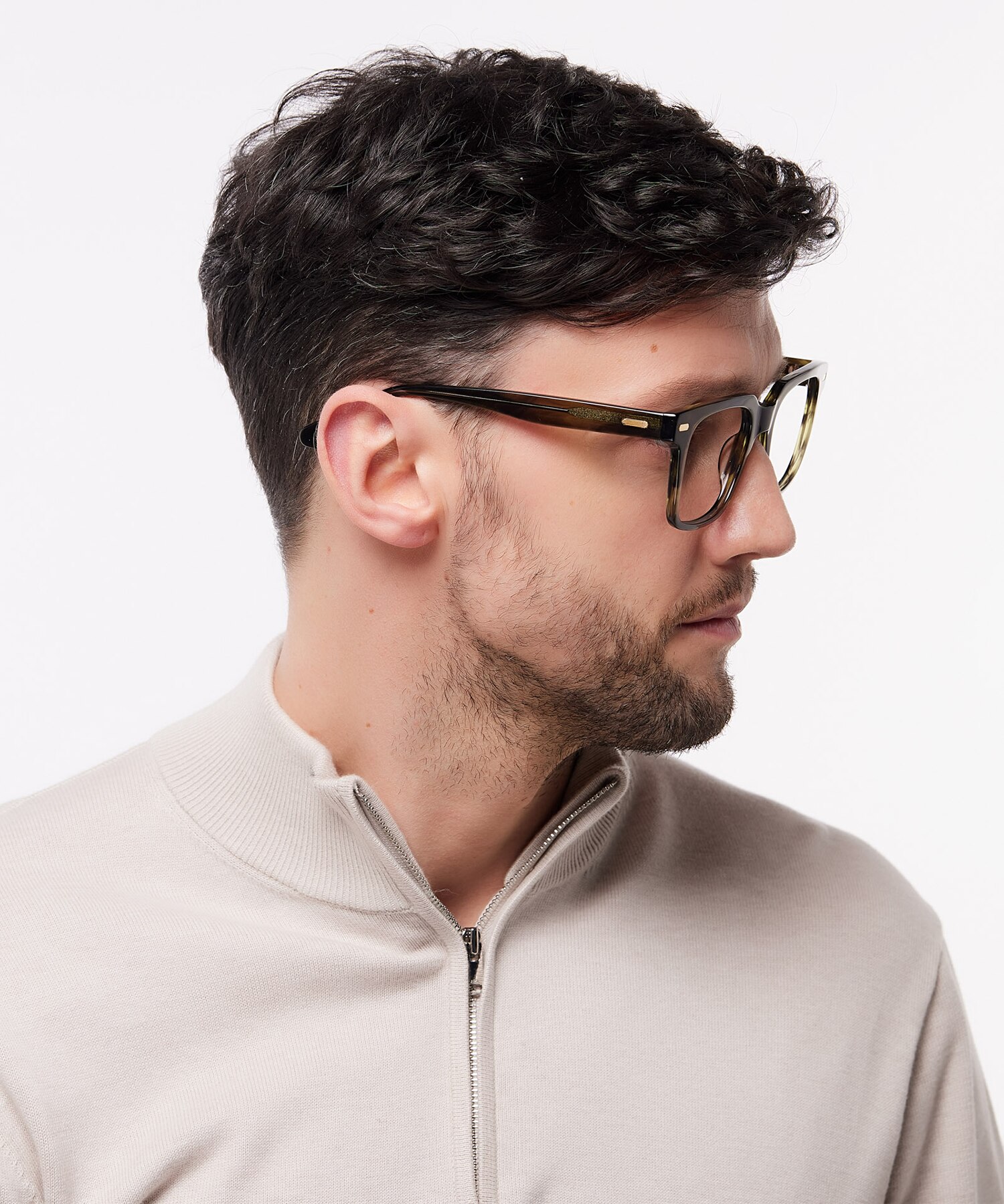 Kavon Horn Khaki Green AcetateEyeglass Frames for Men for Glasses Direct