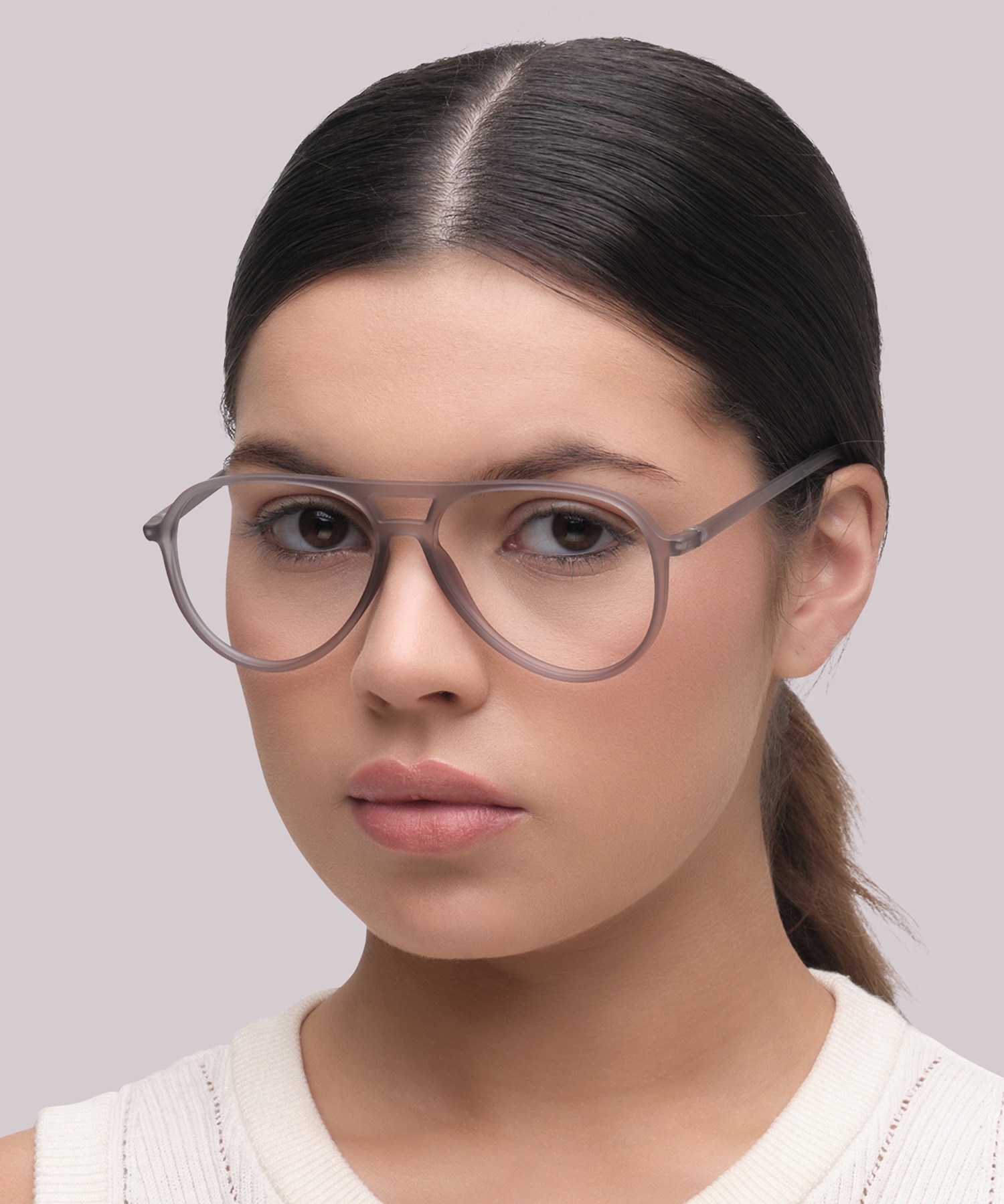 Harquin Matte Crystal Light Grey PlasticEyeglass Frames for Women for Glasses Direct