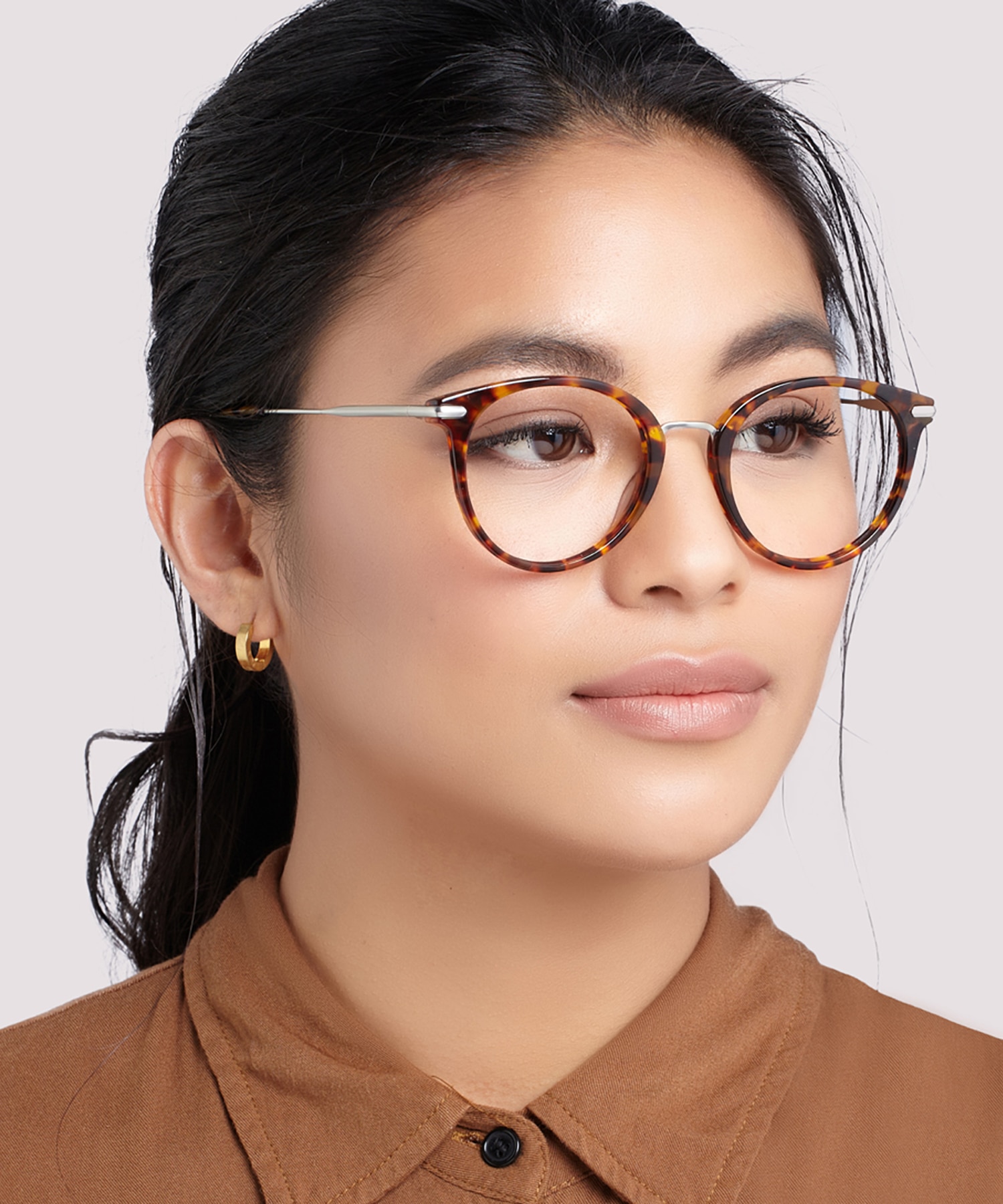 Bow Shiny Havana & Silver AcetateEyeglass Frames for Women for Glasses Direct