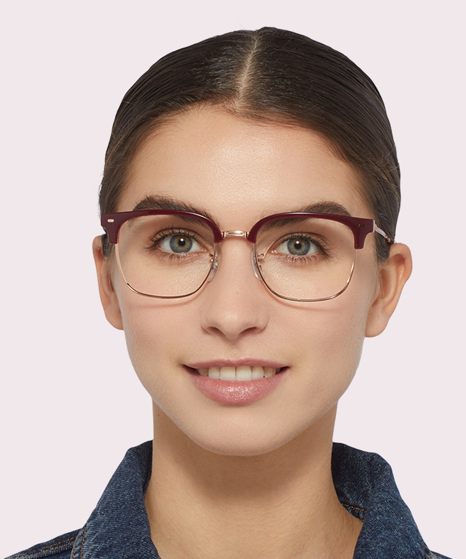 New Clubmaster Optics Bordeaux On Rose Gold PlasticEyeglass Frames for Women for Glasses Direct