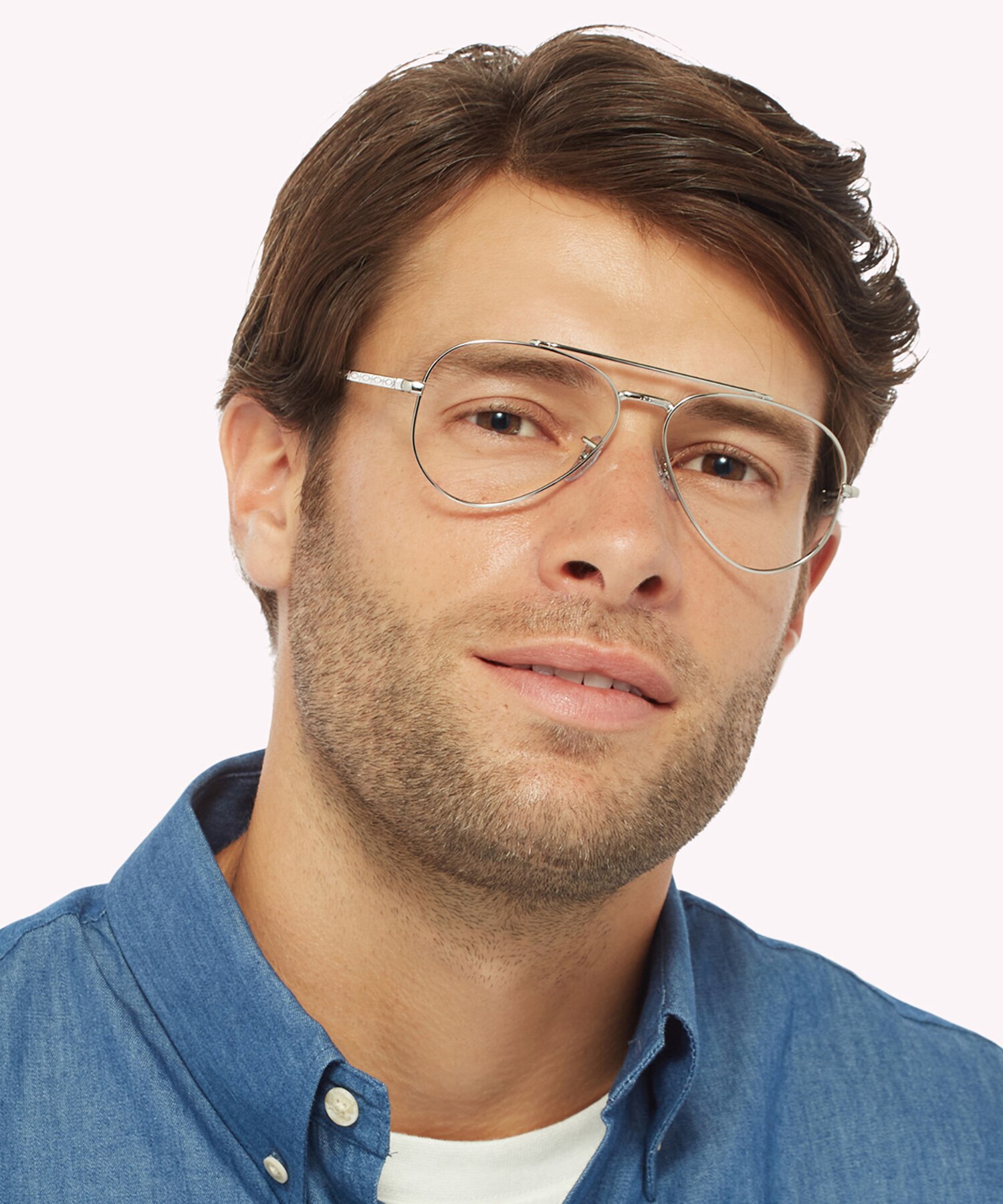 New Aviator Optics Silver MetalEyeglass Frames for Men for Glasses Direct