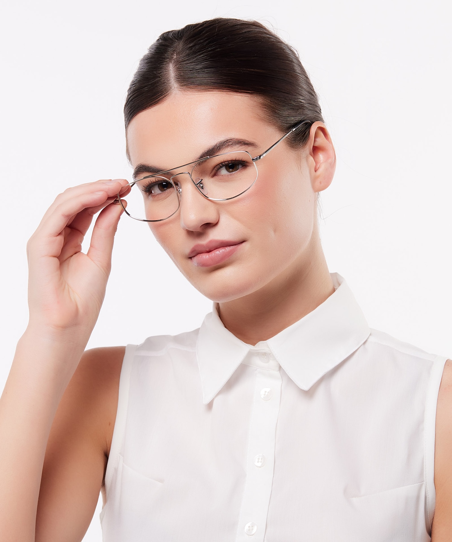 Explorer V Optics Silver MetalEyeglass Frames for Women for Glasses Direct