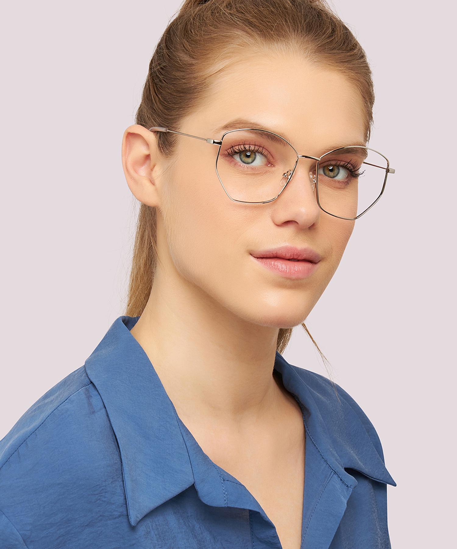 Eliza Shiny Silver MetalEyeglass Frames for Women for Glasses Direct