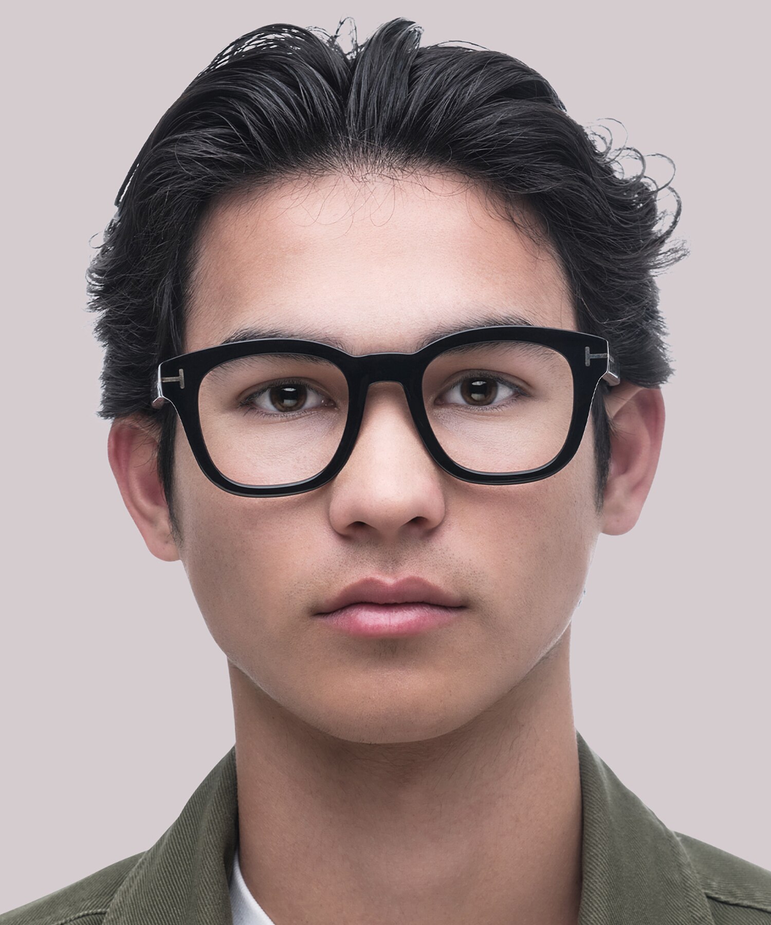 FT5542-B Black Shiny AcetateEyeglass Frames for Men for Glasses Direct