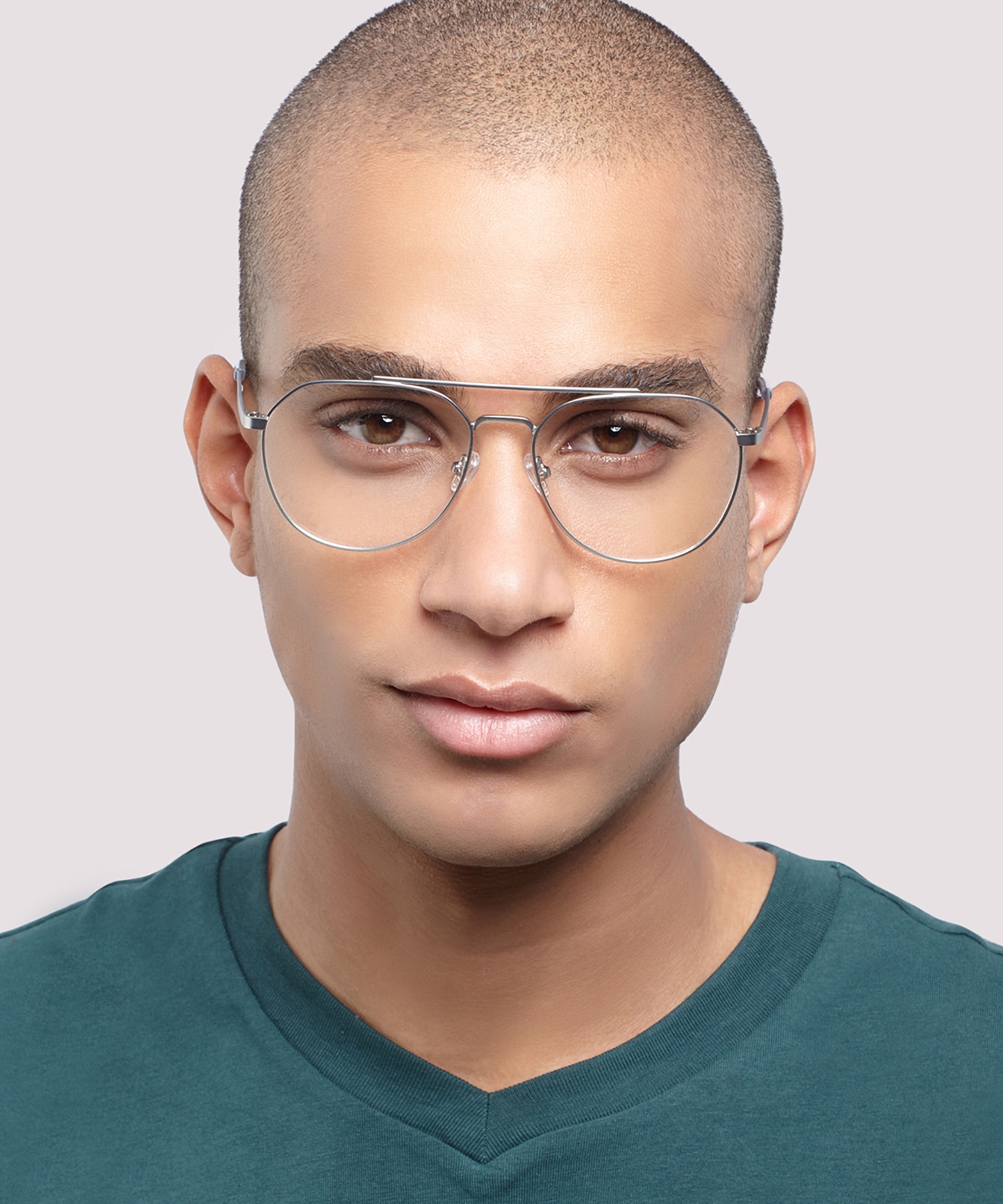 Colby Matte Silver MetalEyeglass Frames for Men for Glasses Direct