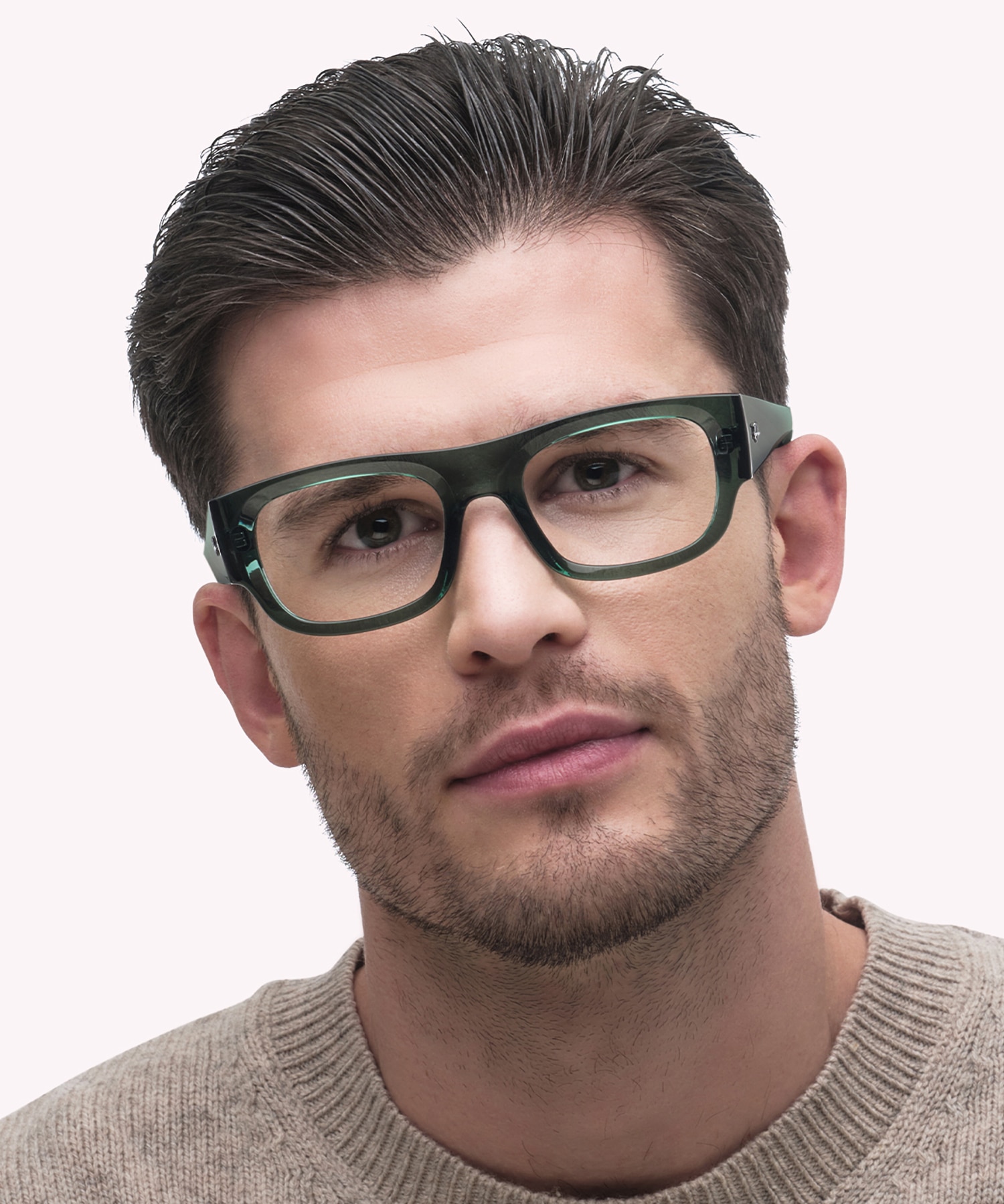 Kristin Optics Bio-Based Transparent Green PlasticEyeglass Frames for Men for Glasses Direct