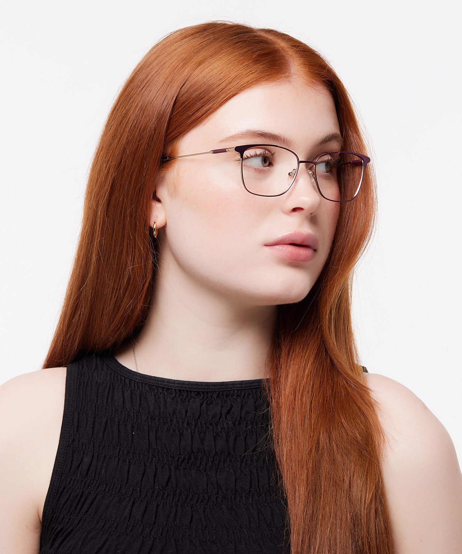Kathleen Dark Purple & Silver MetalEyeglass Frames for Women for Glasses Direct