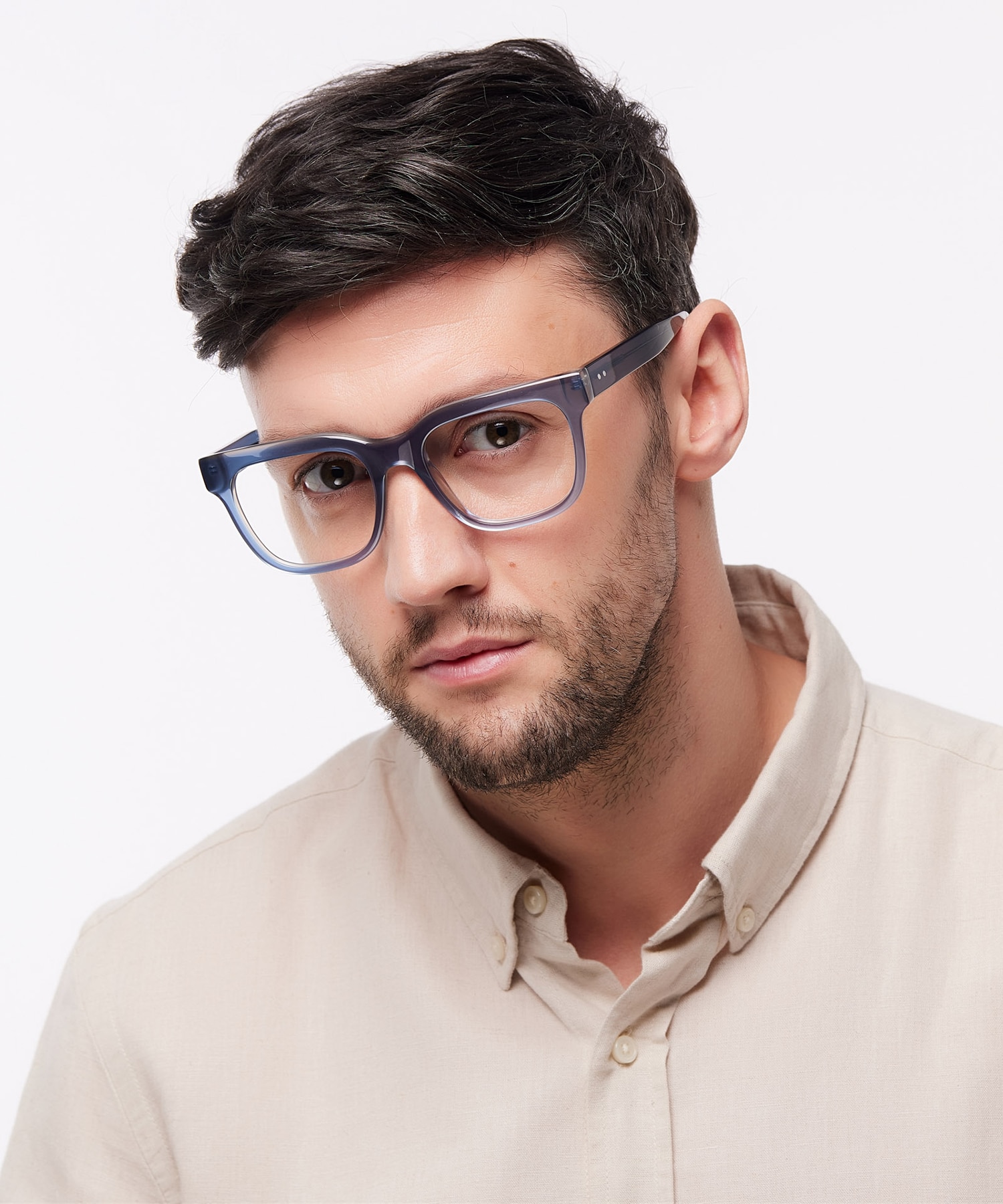 Kami Crystal Blue Grey AcetateEyeglass Frames for Men for Glasses Direct