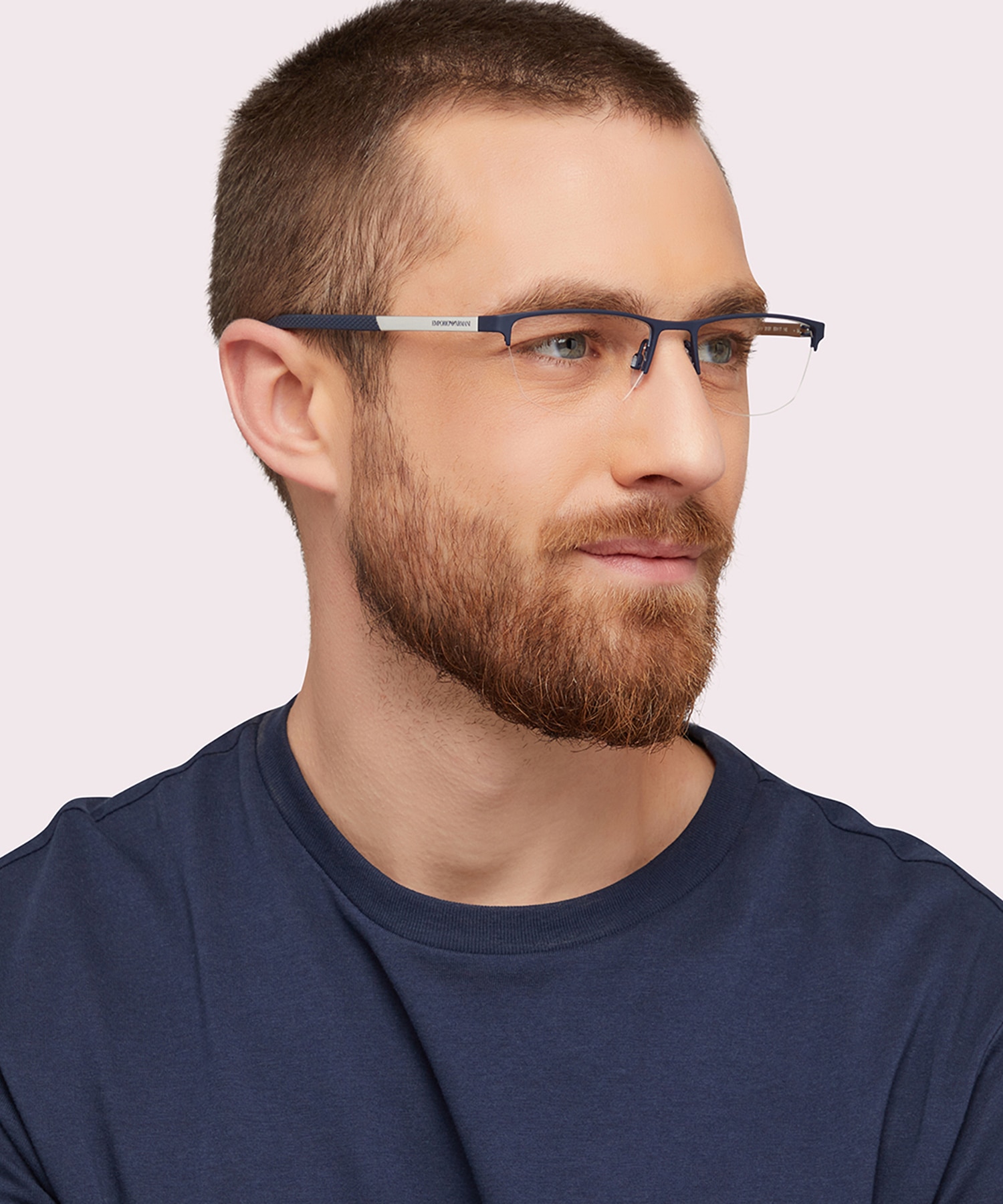 EA1041 Rubber Blue MetalEyeglass Frames for Men for Glasses Direct