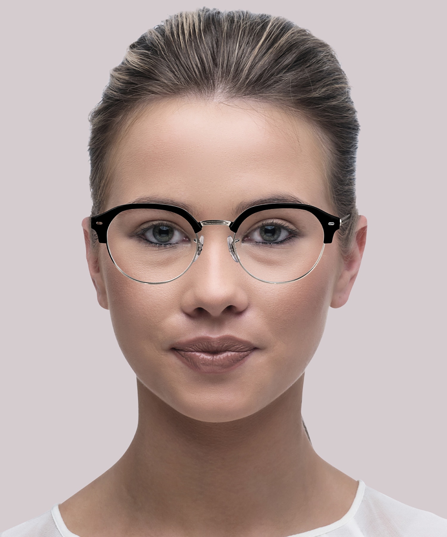 RB7229 Black On Silver PlasticEyeglass Frames for Women for Glasses Direct