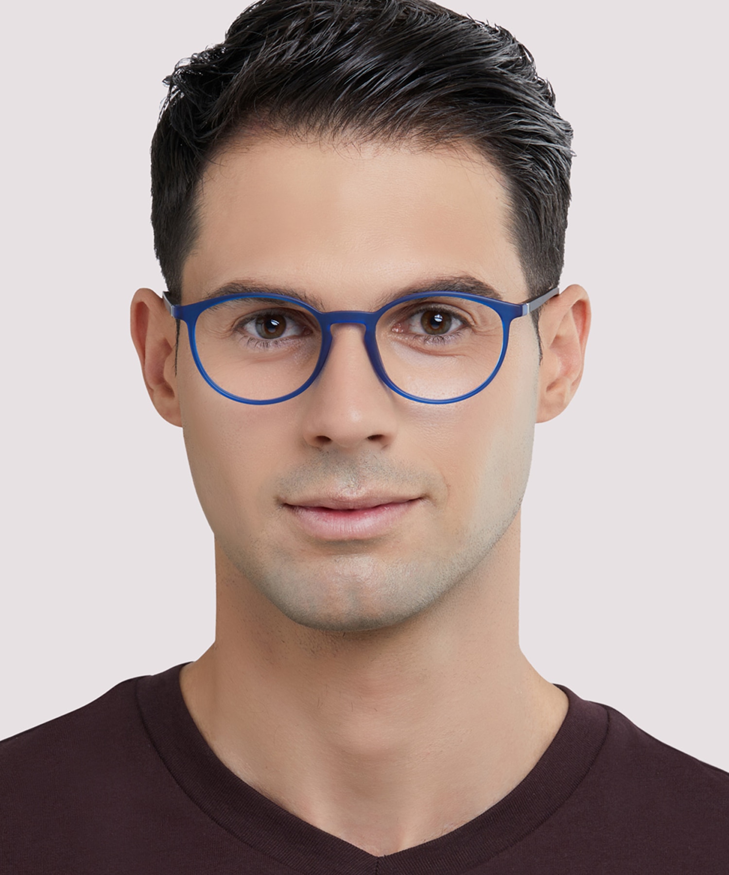 Boston Matte Crystal Blue PlasticEyeglass Frames for Men for Glasses Direct