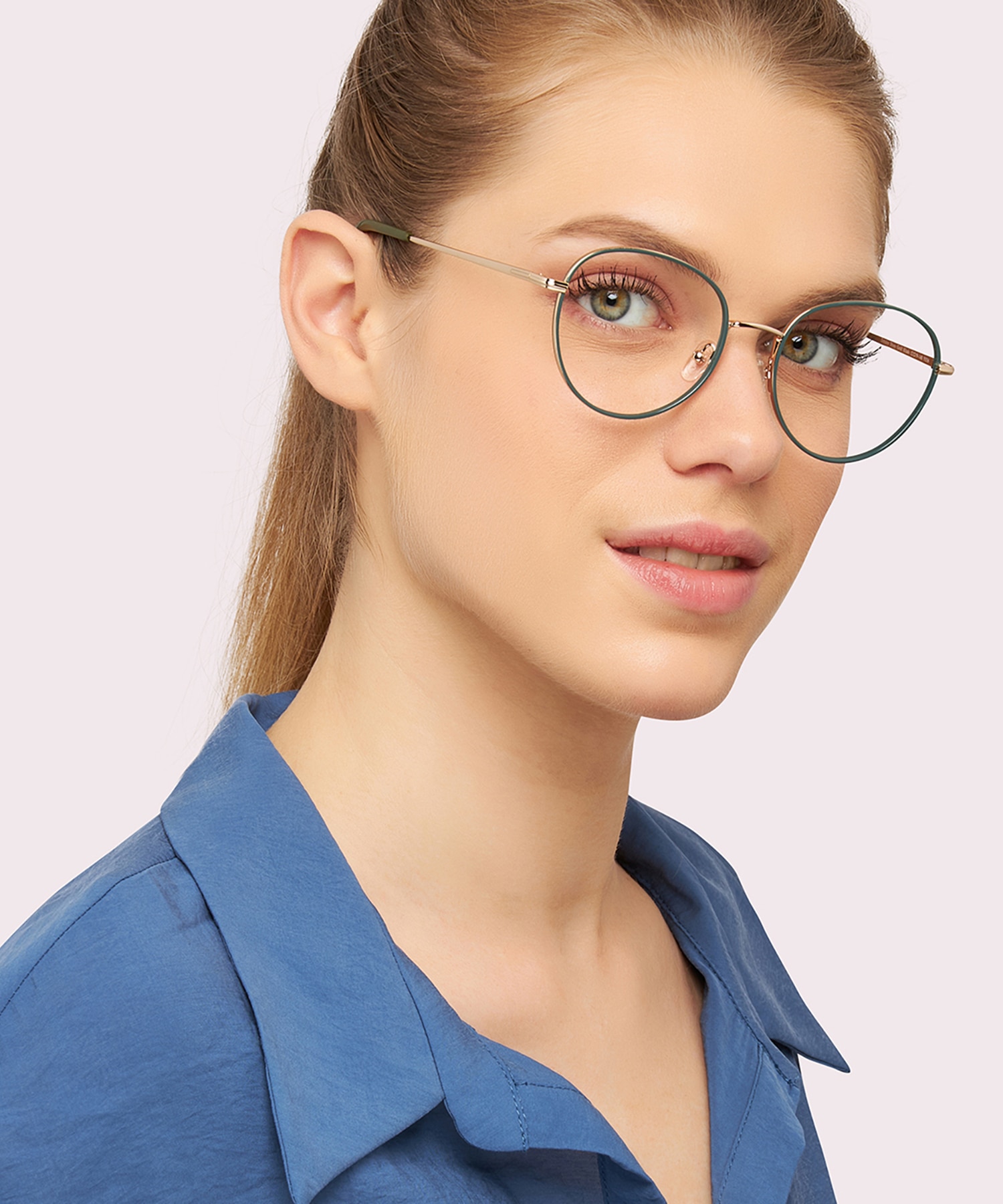 Debden Shiny Gold & Khaki MetalEyeglass Frames for Women for Glasses Direct