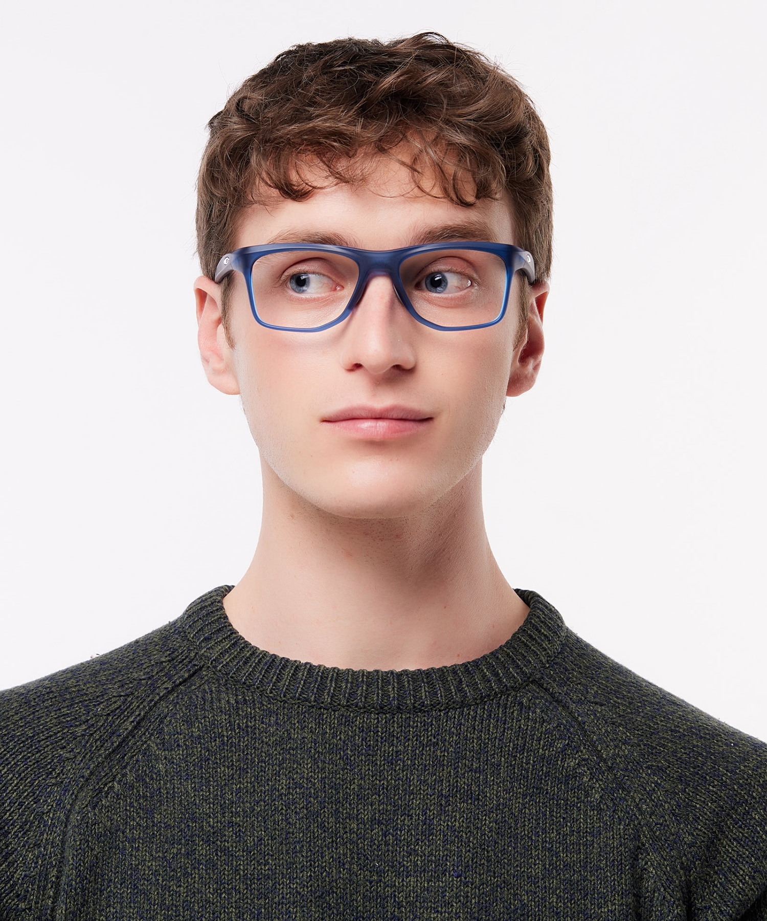 Knolls Satin Transparent Blue PlasticSunglass Frames for Men for Glasses Direct