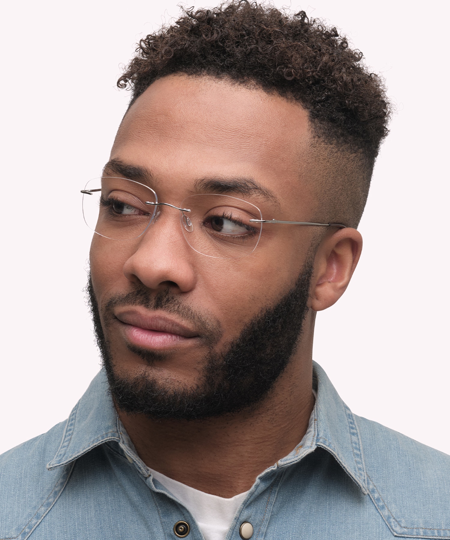 Clover Silver MetalEyeglass Frames for Men for Glasses Direct