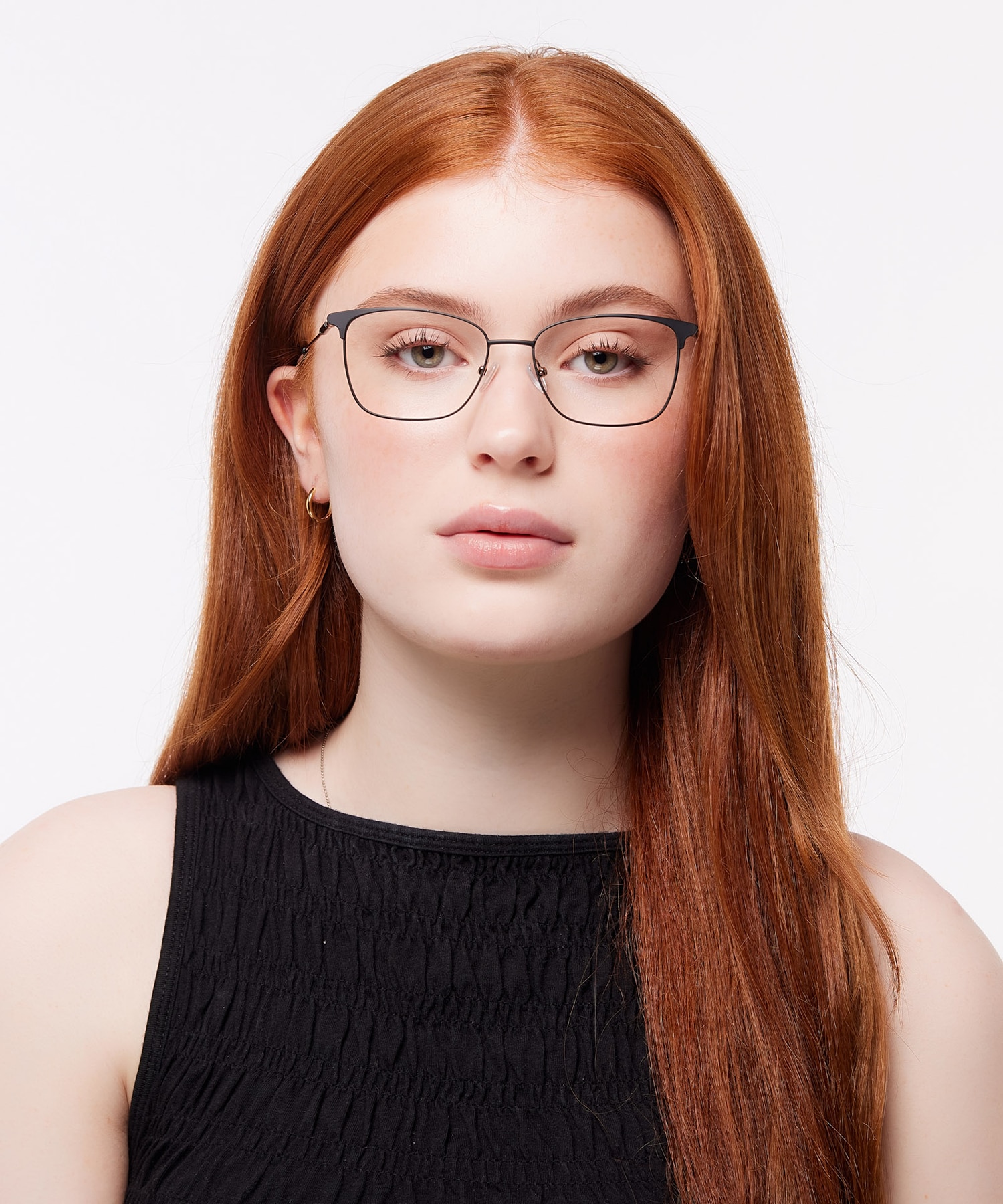 Kathleen Black & Shiny Gold MetalEyeglass Frames for Women for Glasses Direct