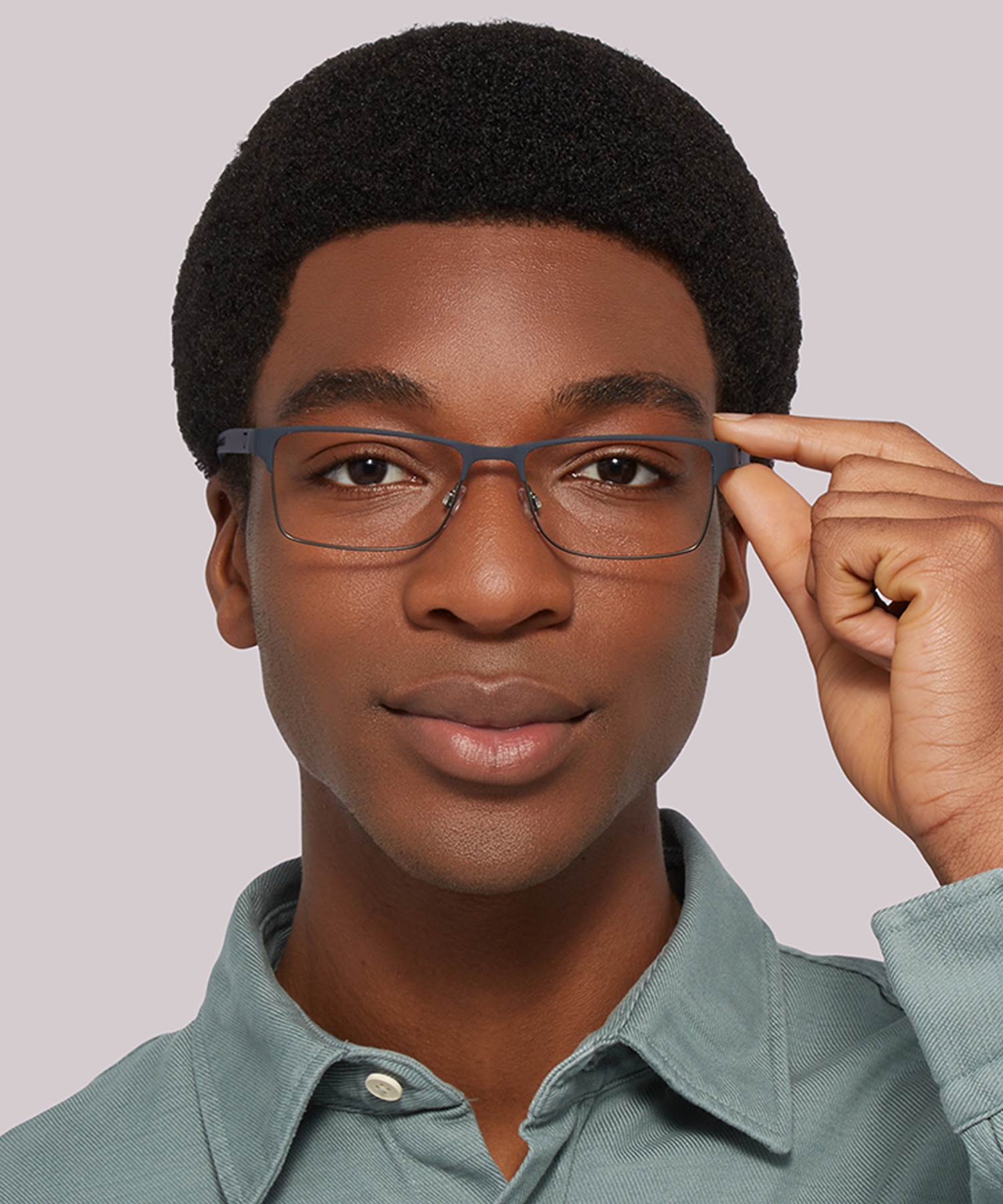 EA1052 Rubber Blue & Gunmetal MetalEyeglass Frames for Men for Glasses Direct