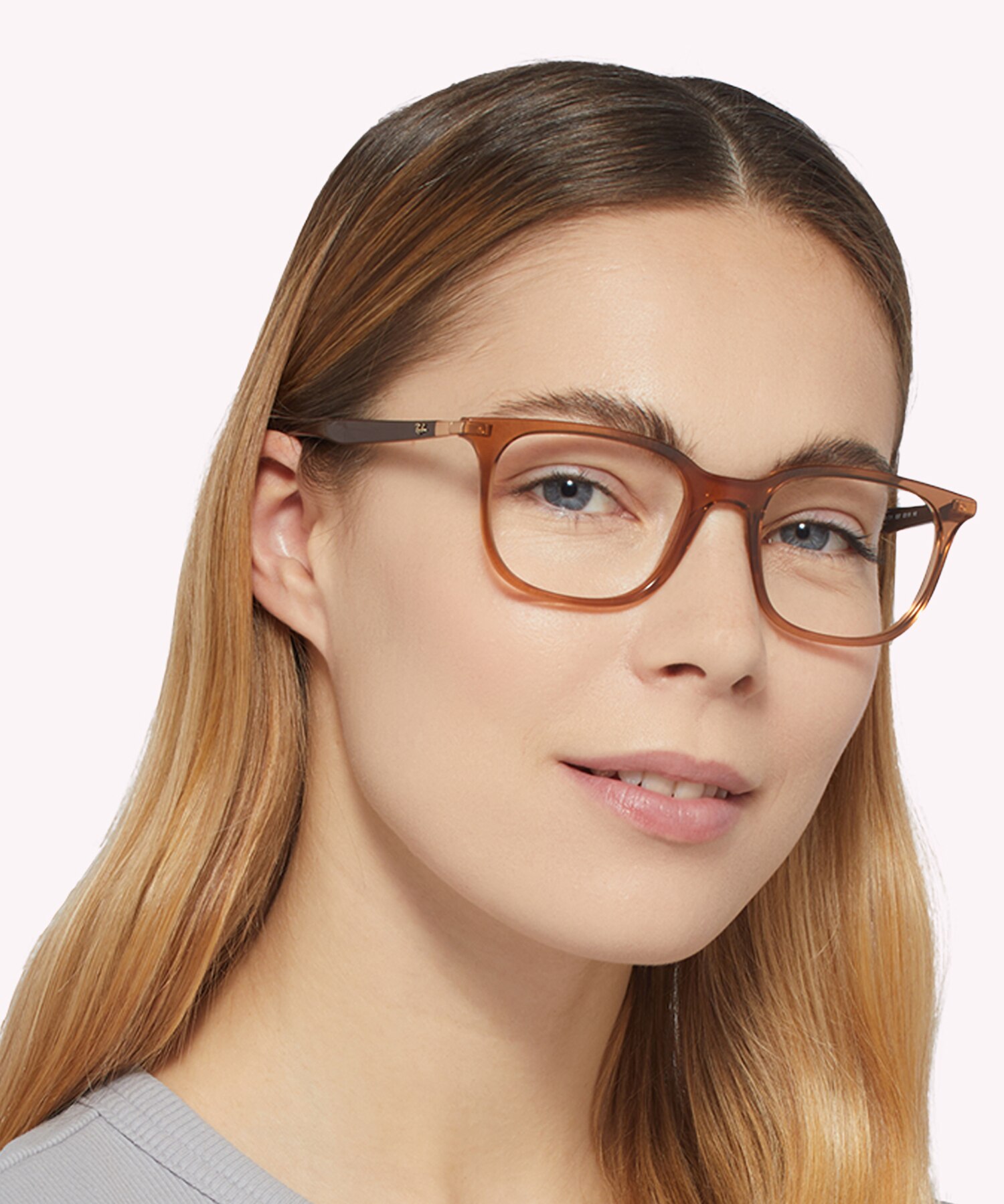 RB7211 Transparent Brown PlasticEyeglass Frames for Women for Glasses Direct