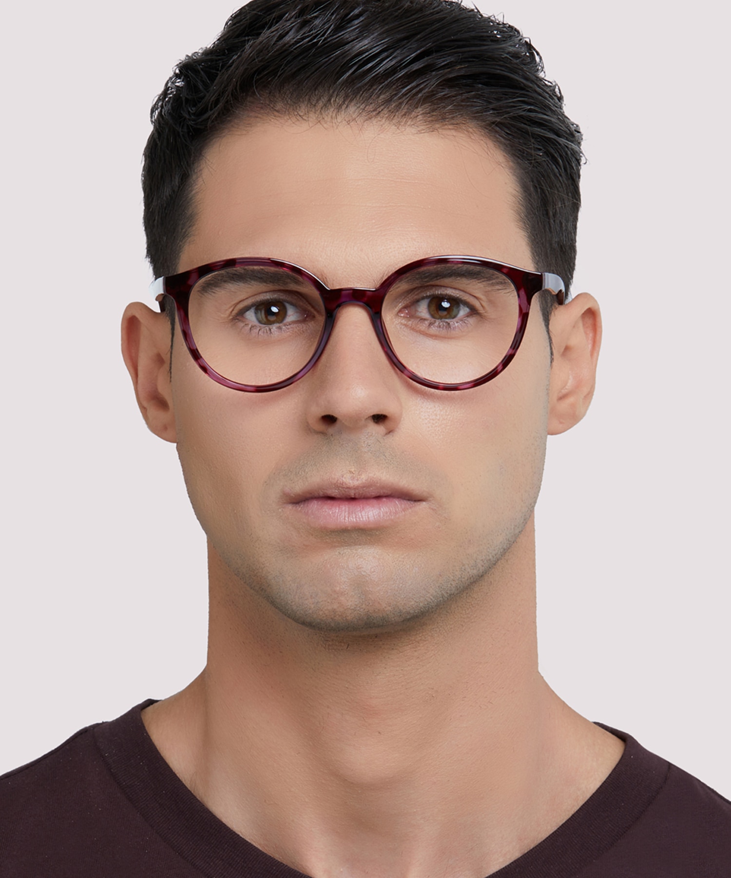 Bevis Shiny Red & Purple PlasticEyeglass Frames for Men for Glasses Direct