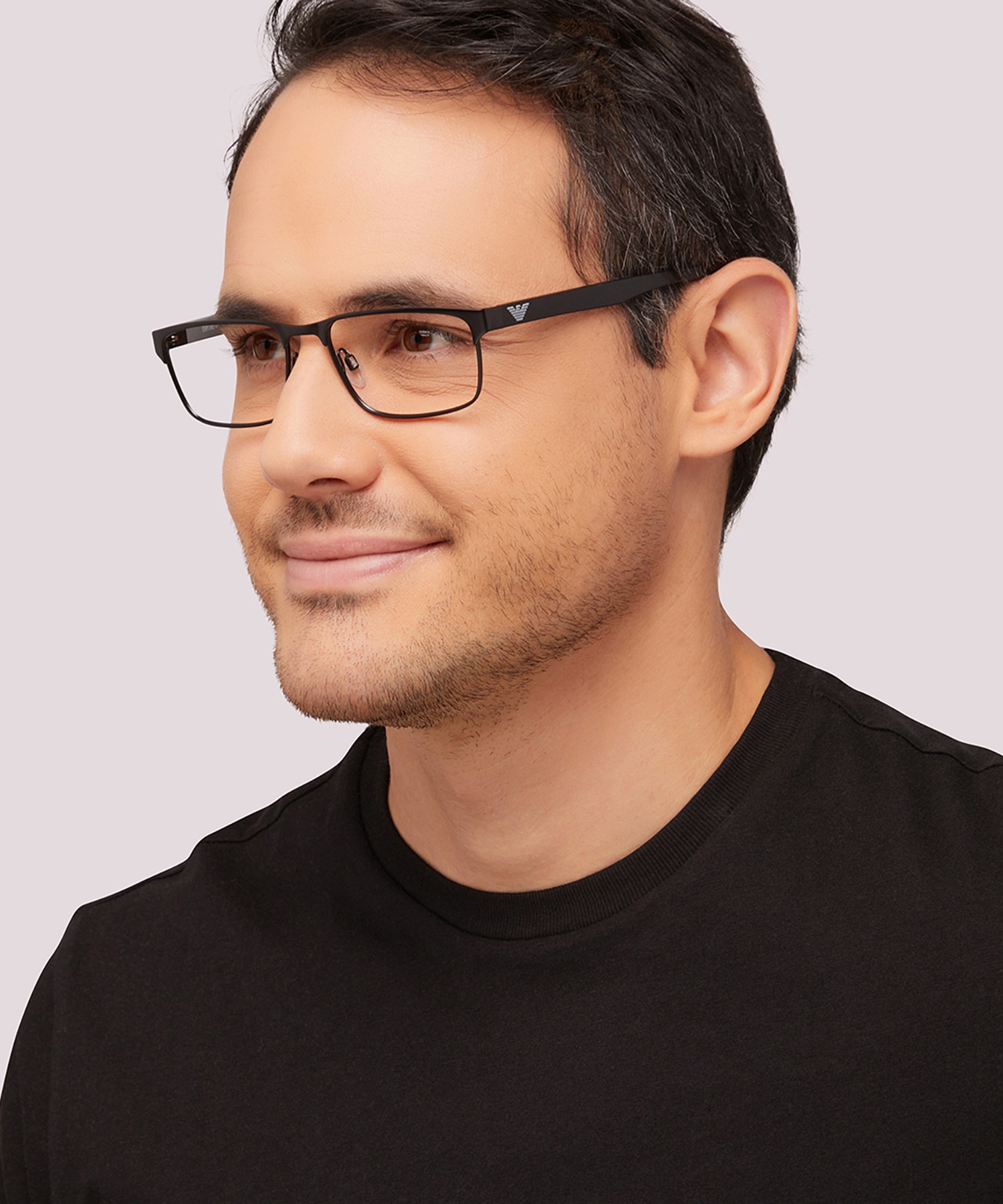 EA1105 Matte Black MetalEyeglass Frames for Men for Glasses Direct
