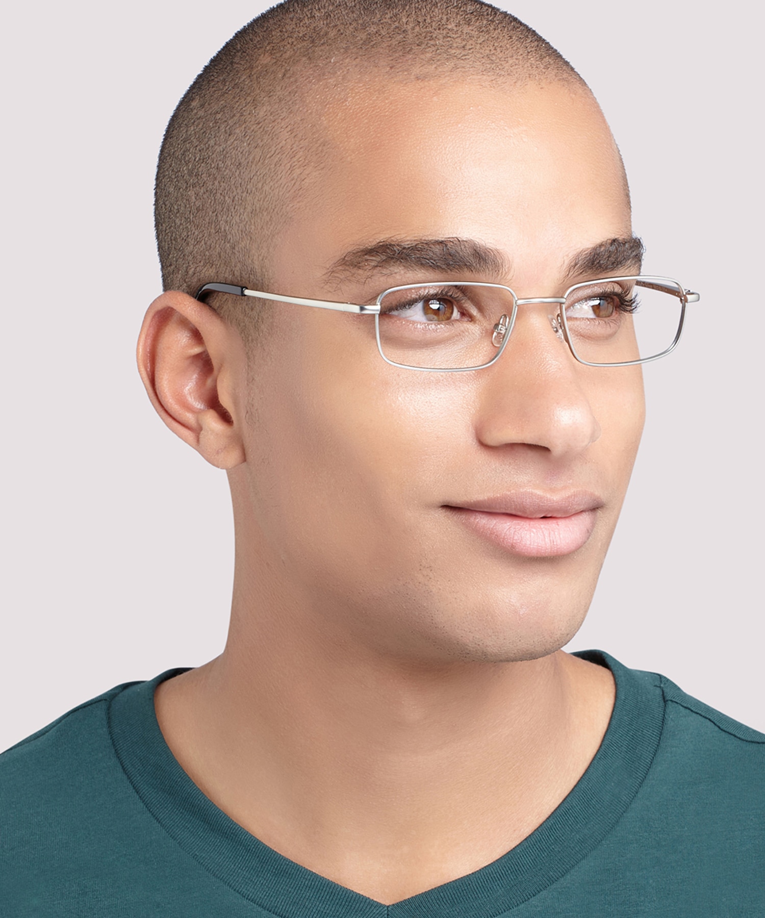 Ellis Matte Silver MetalEyeglass Frames for Men for Glasses Direct