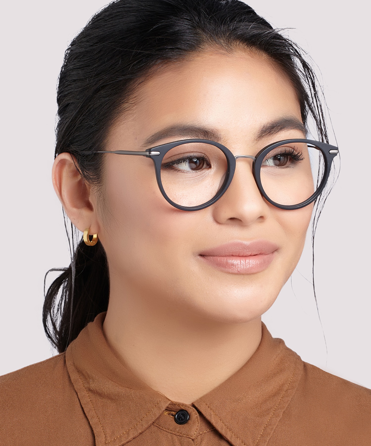 Bow Matte Black & Gunmetal AcetateEyeglass Frames for Women for Glasses Direct