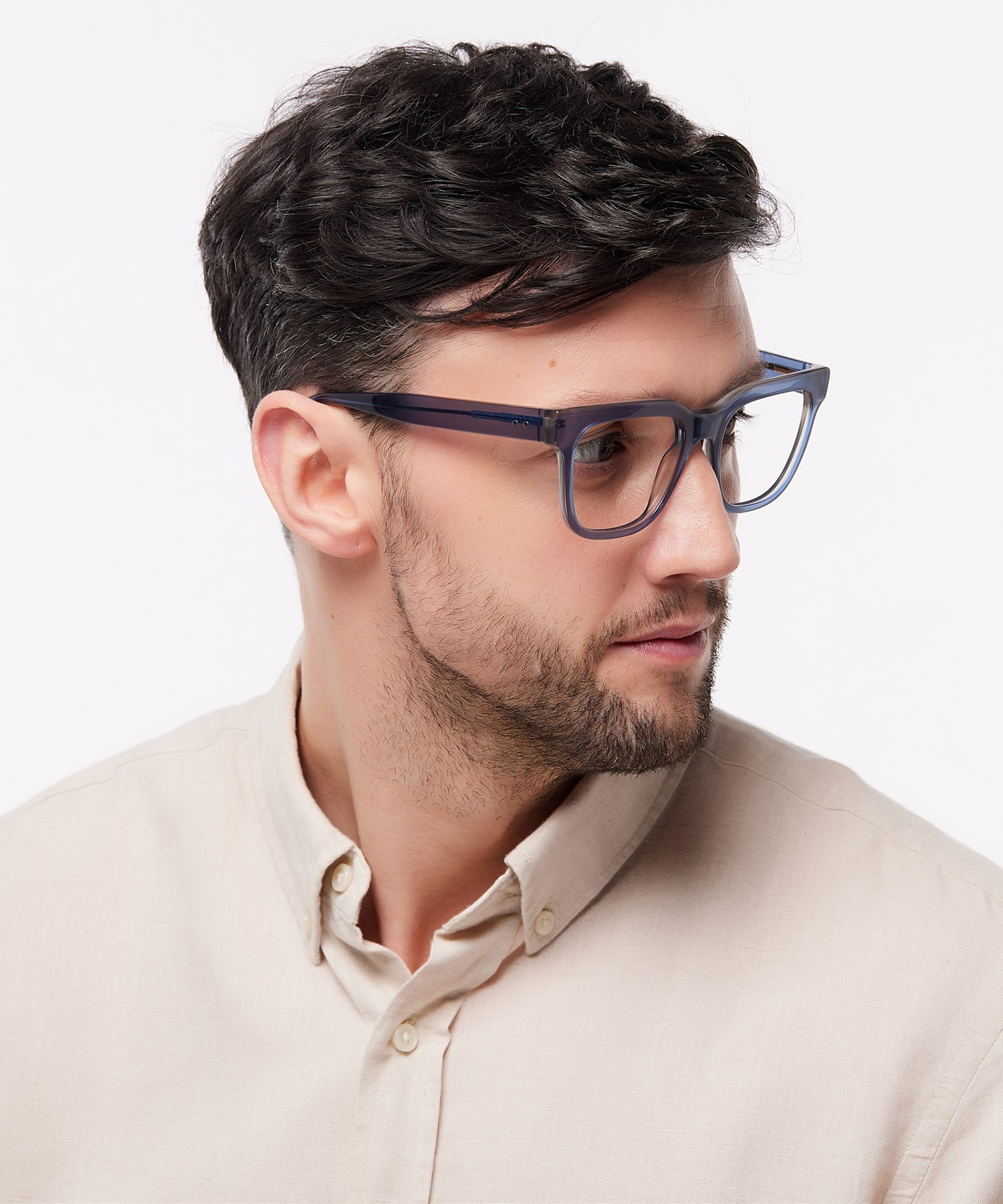 Kami Crystal Blue Grey AcetateEyeglass Frames for Men for Glasses Direct