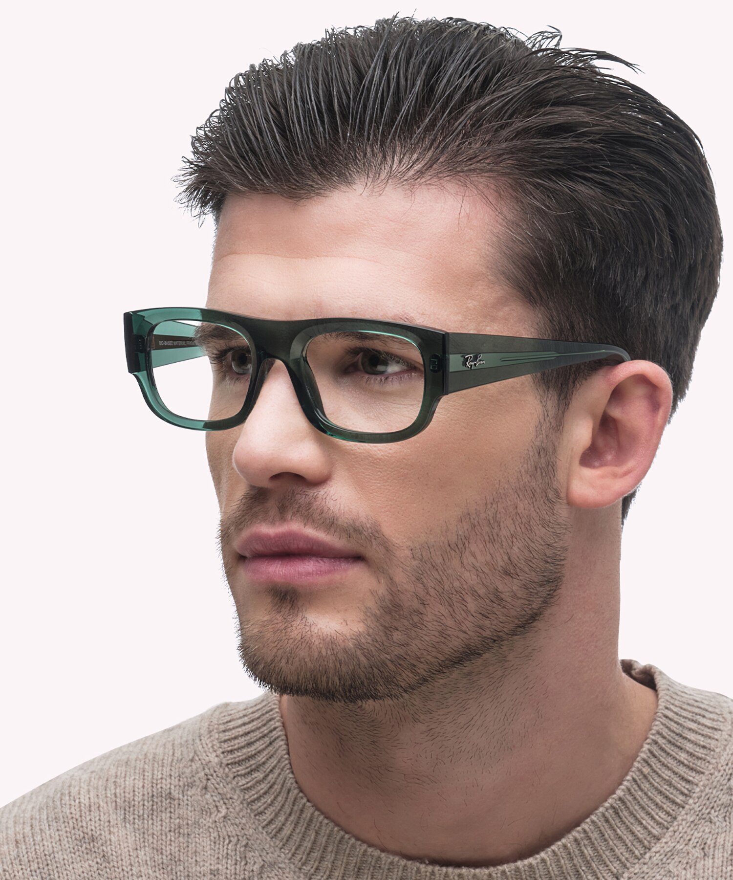 Kristin Optics Bio-Based Transparent Green PlasticEyeglass Frames for Men for Glasses Direct