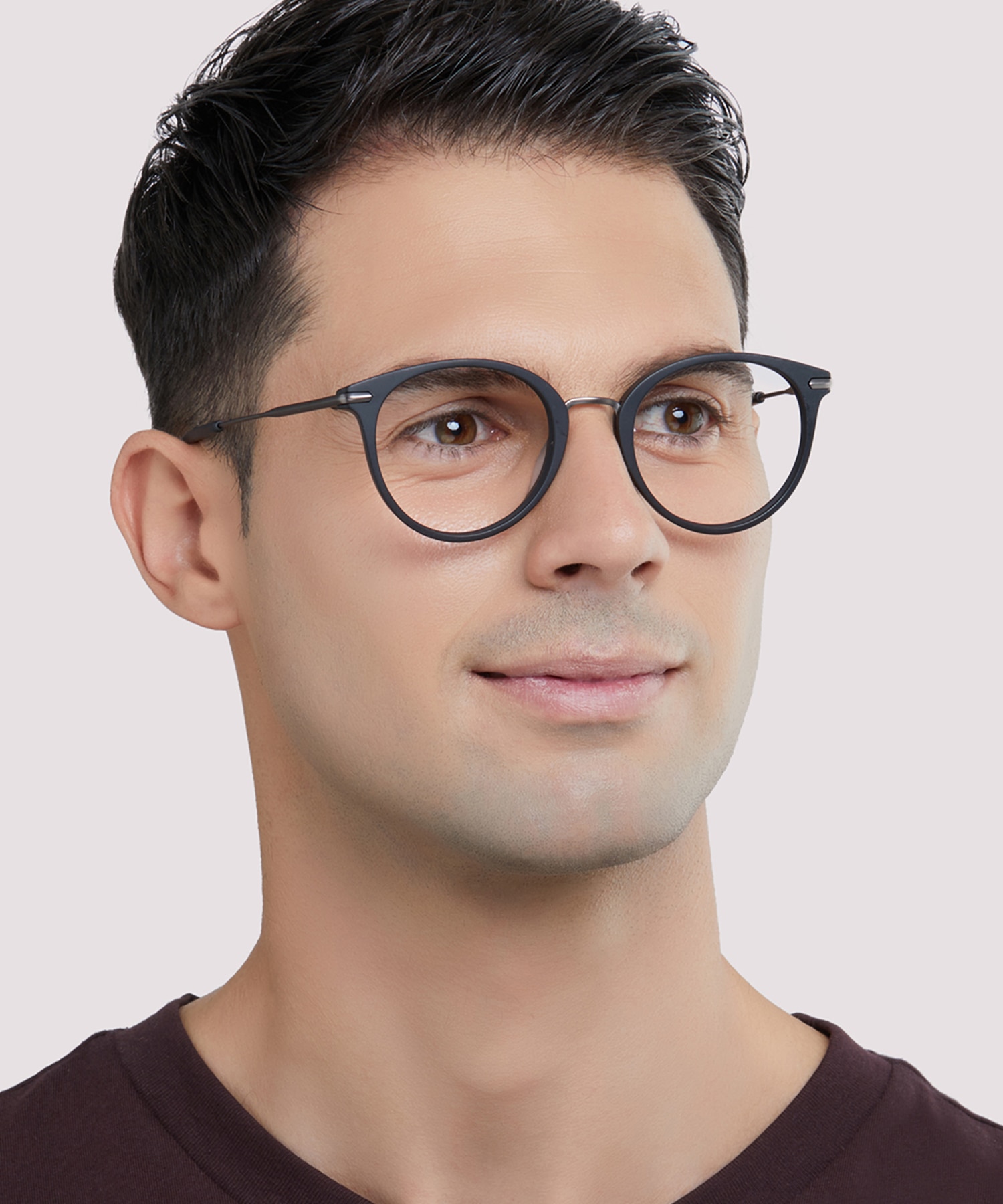 Bow Matte Black & Gunmetal AcetateEyeglass Frames for Men for Glasses Direct