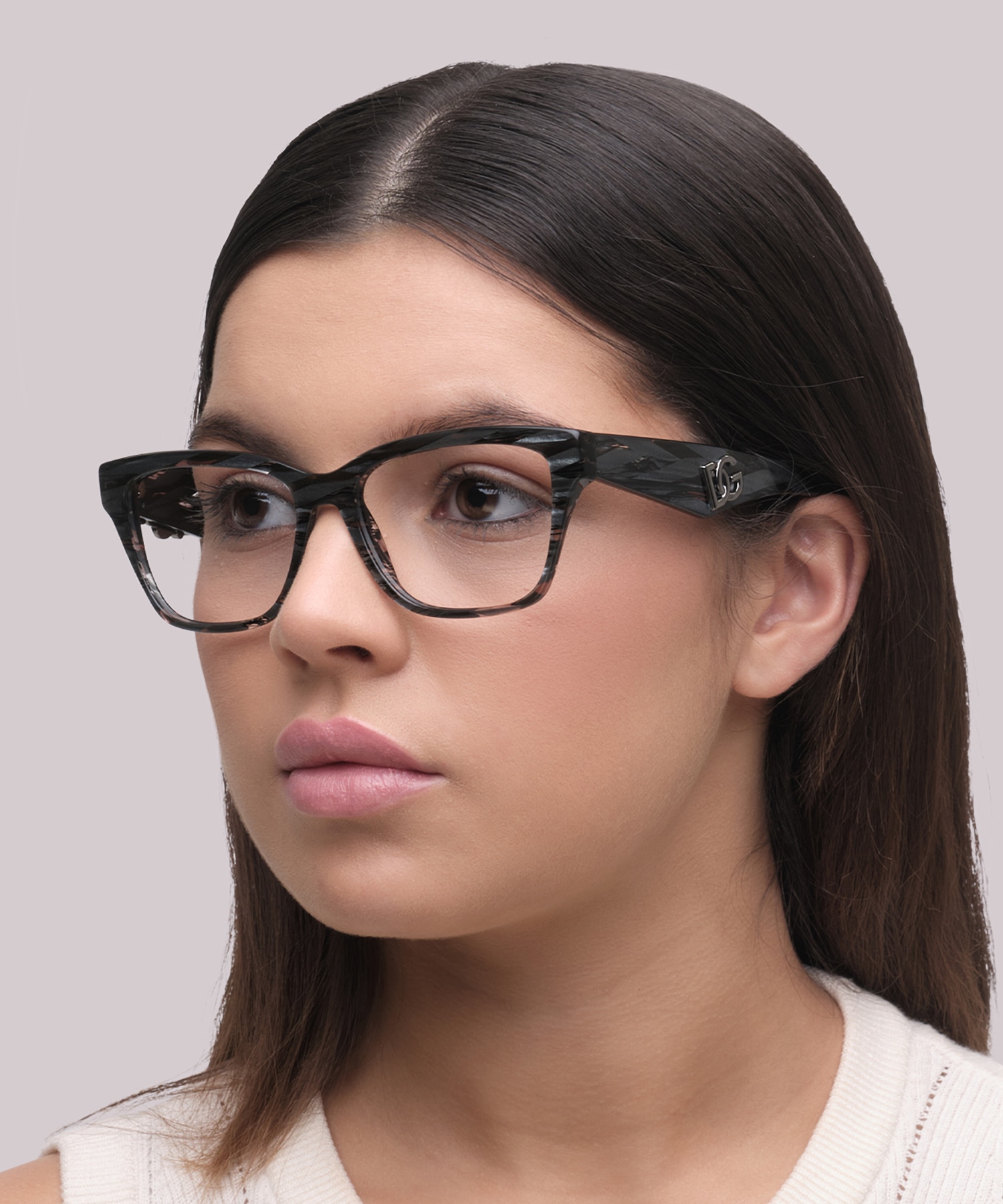 DG3370 Striped Black AcetateEyeglass Frames for Women for Glasses Direct