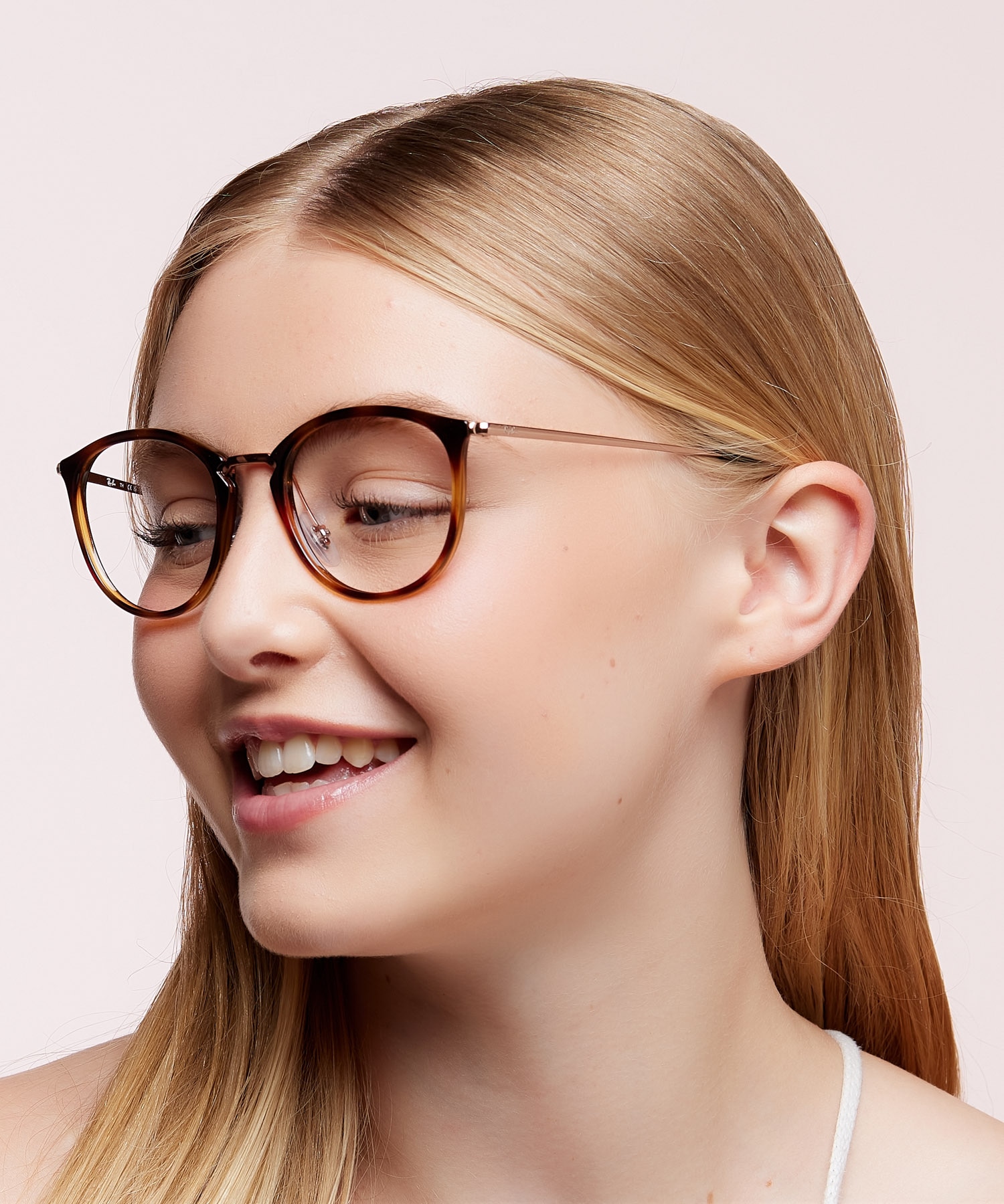 RB7140 Optics Striped Havana PlasticEyeglass Frames for Women for Glasses Direct