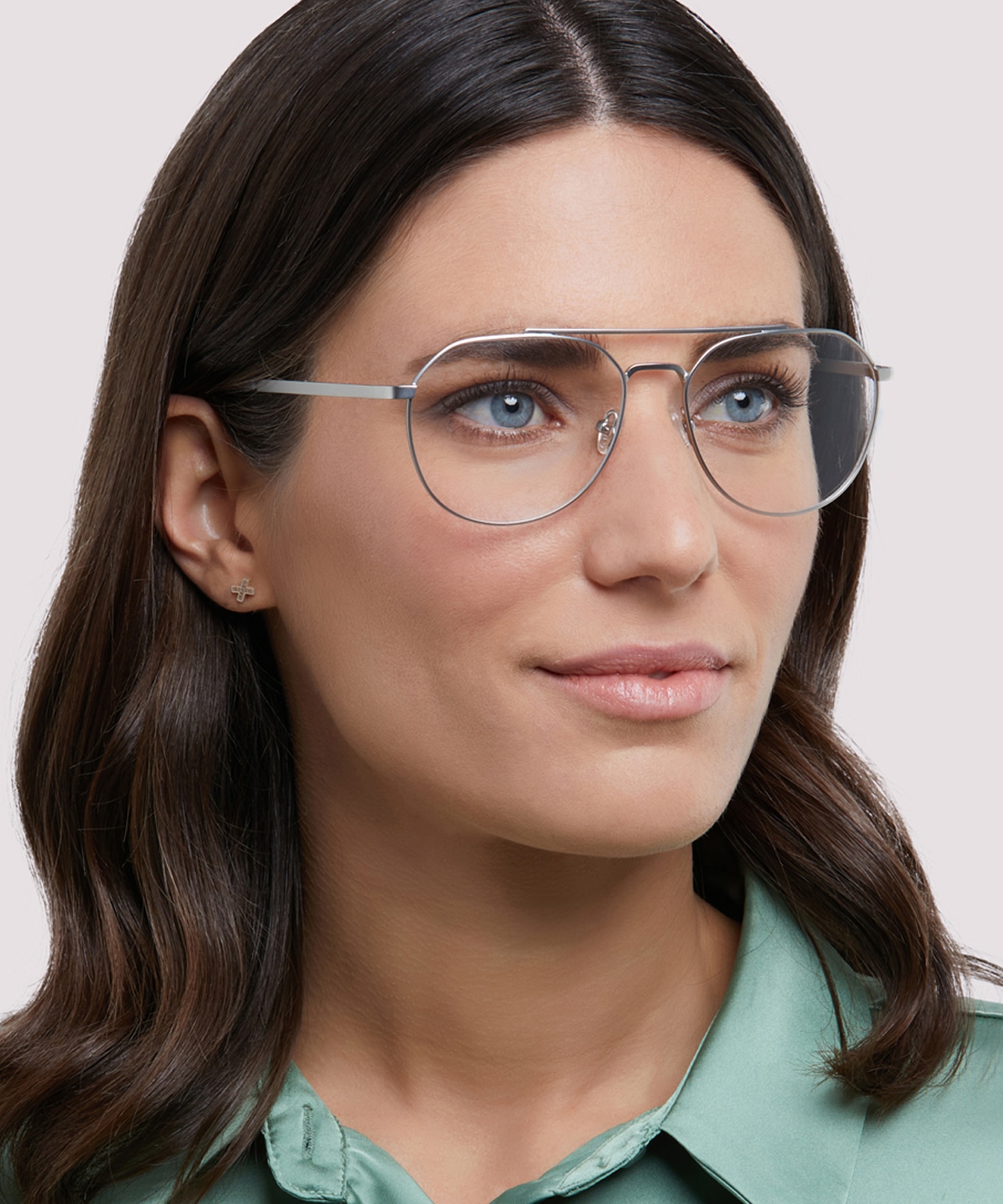 Colby Matte Silver MetalEyeglass Frames for Women for Glasses Direct