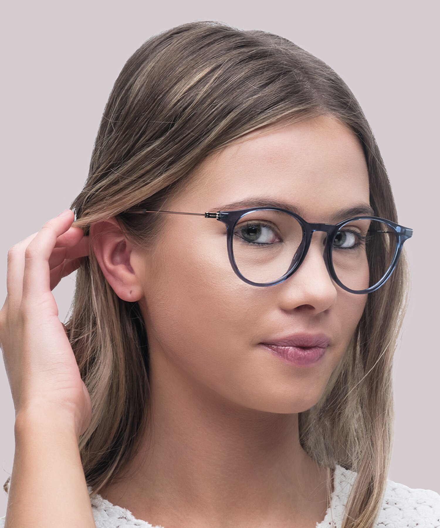 TJ 0078 Blue Silver PlasticEyeglass Frames for Women for Glasses Direct