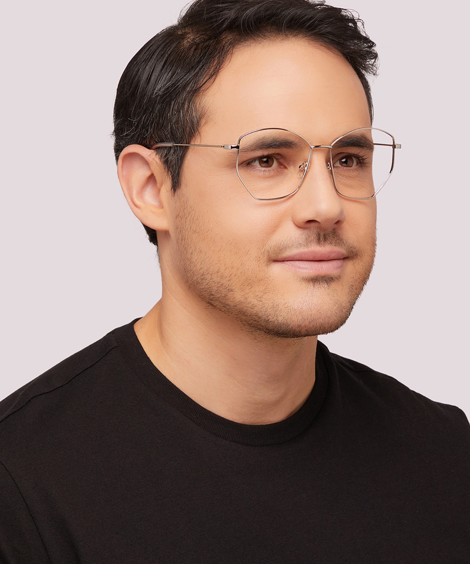 Eliza Shiny Silver MetalEyeglass Frames for Men for Glasses Direct