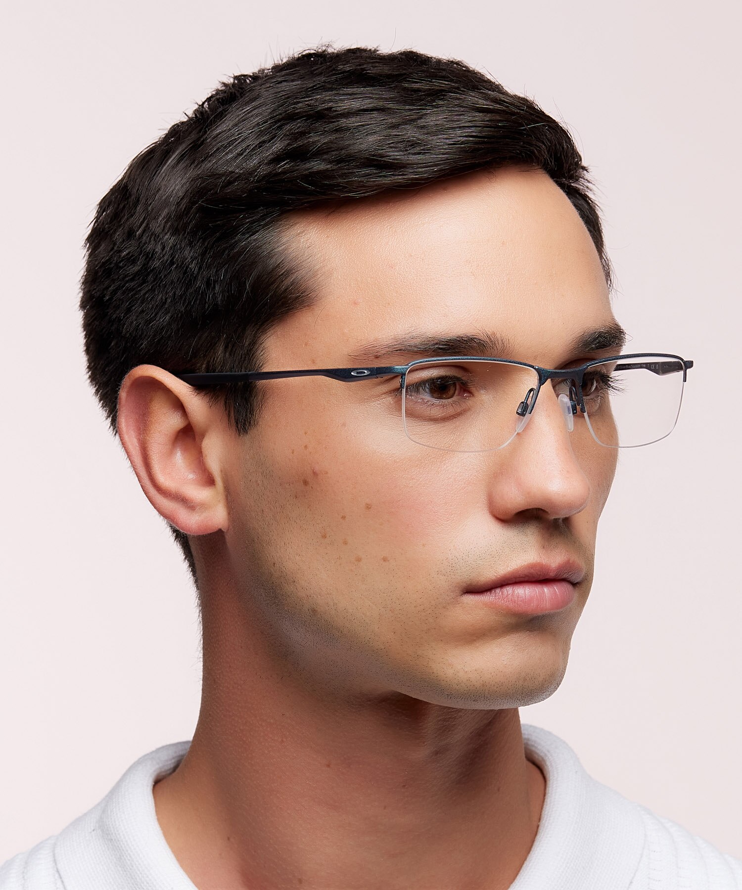 Socket 5.5 Dark Matte Silver & Blue Colorshift MetalEyeglass Frames for Men for Glasses Direct