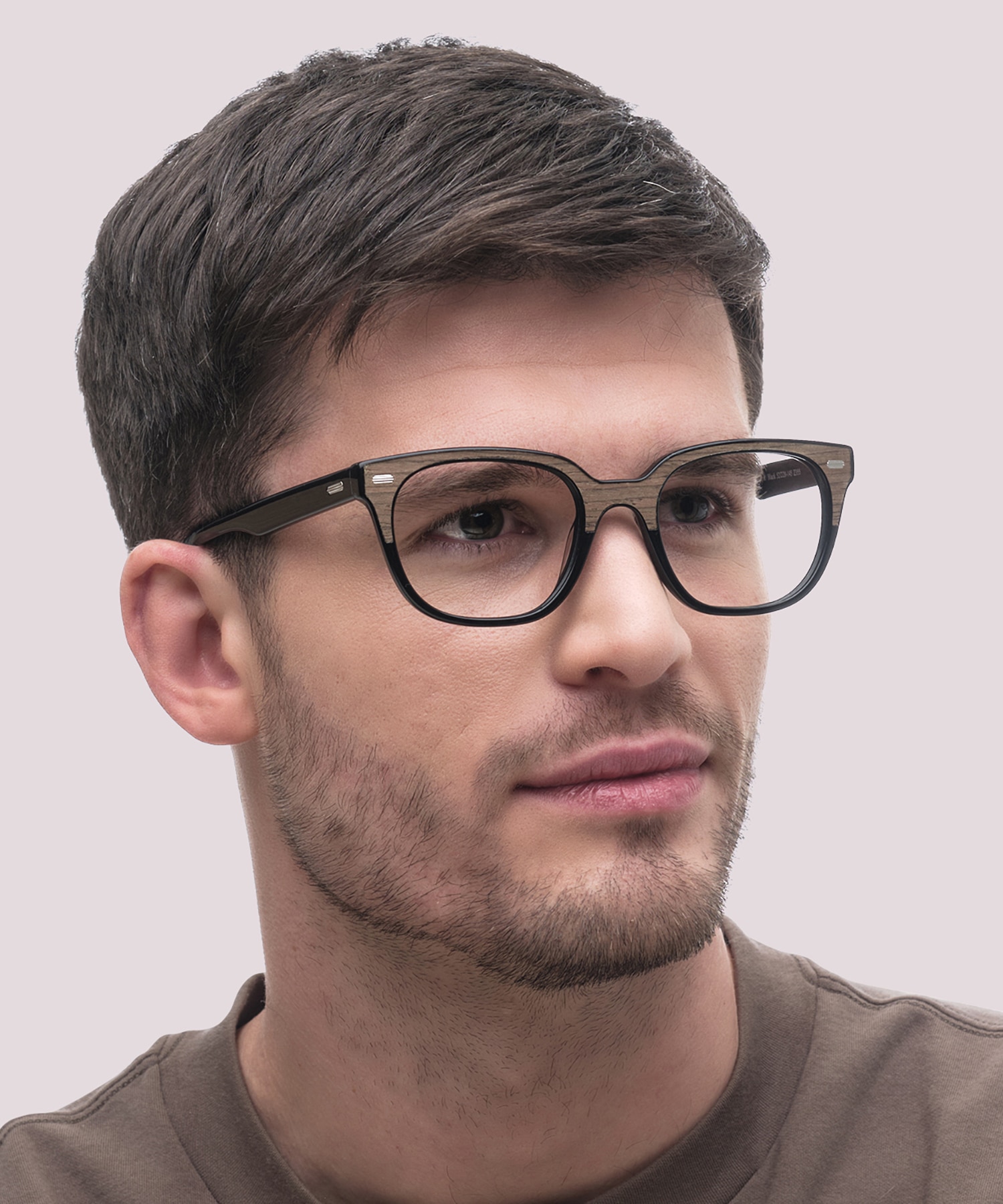 Hanwell Brown Wood Black AcetateEyeglass Frames for Men for Glasses Direct