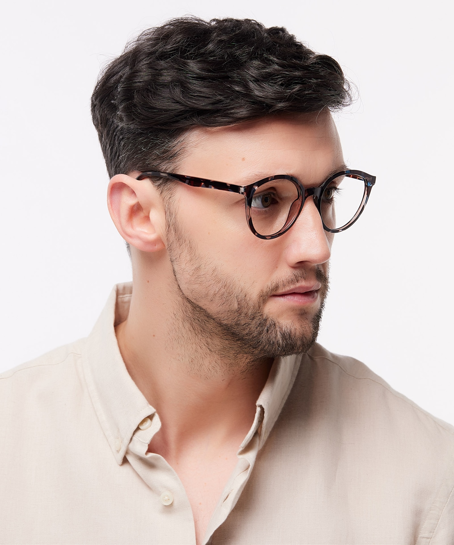 Bevis Shiny Demi Blue PlasticEyeglass Frames for Men for Glasses Direct