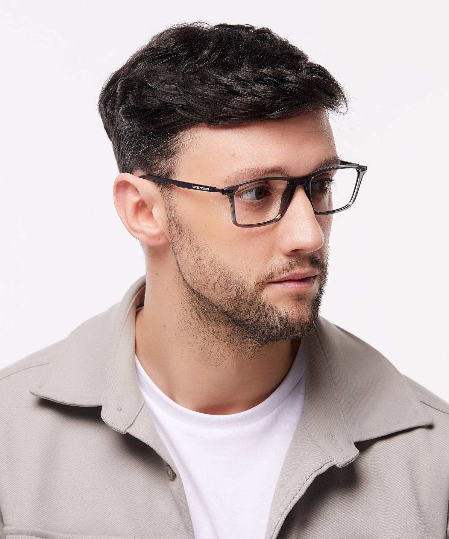 EA3237 Shiny Transparent Black PlasticEyeglass Frames for Men for Glasses Direct