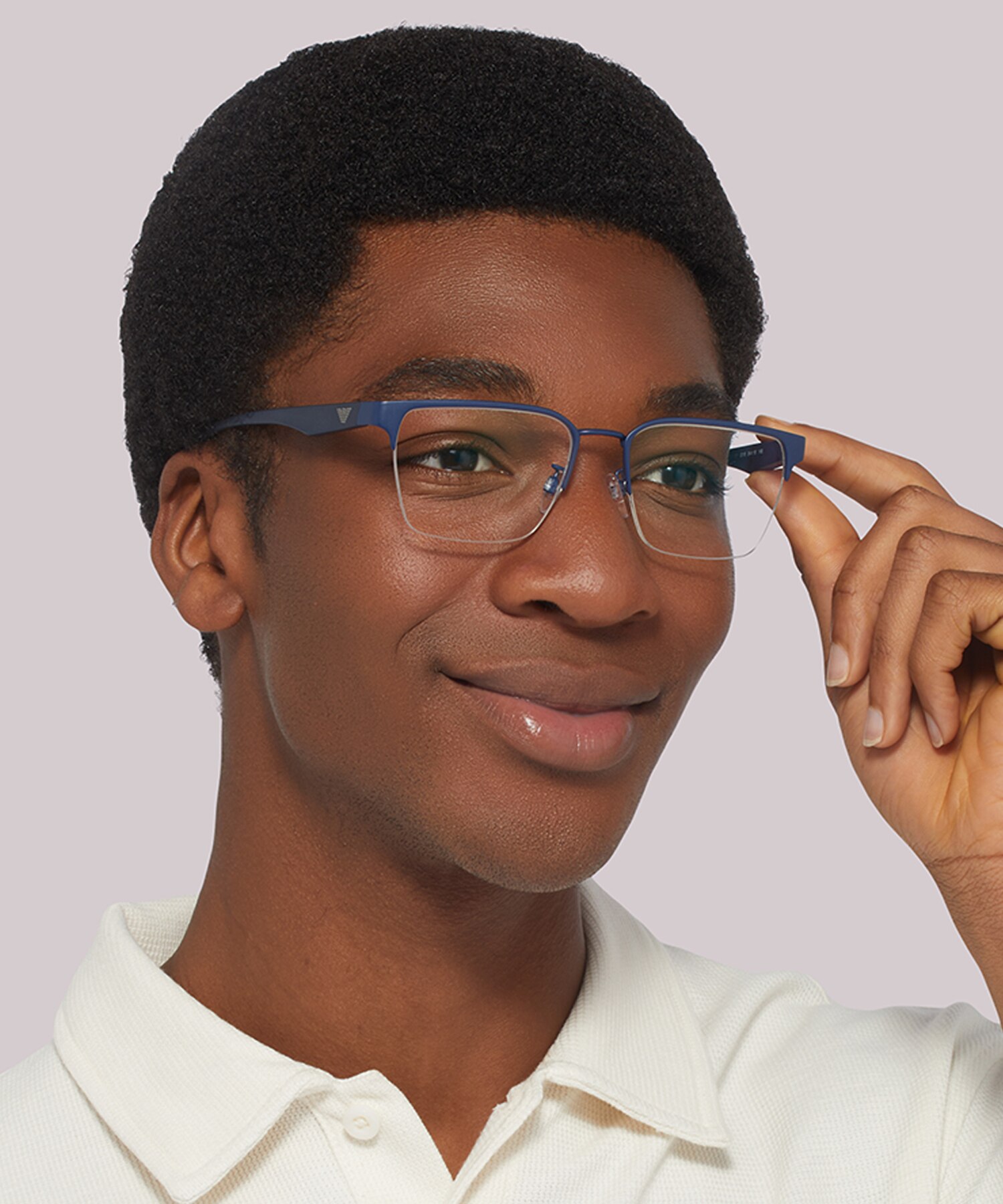 EA1137 Matte Blue MetalEyeglass Frames for Men for Glasses Direct