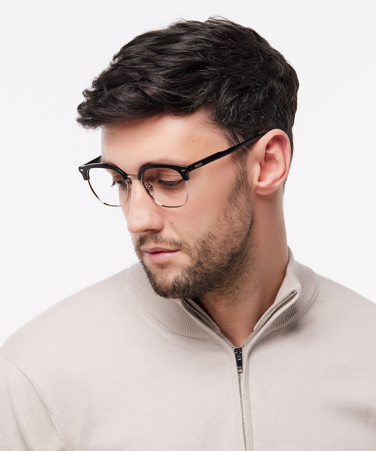 Keegan Black & Shiny Gold MetalEyeglass Frames for Men for Glasses Direct