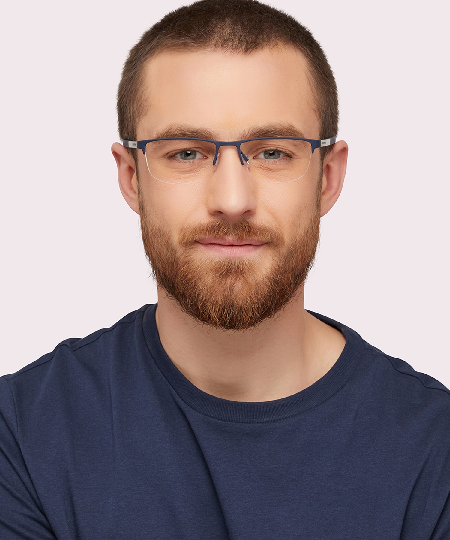 EA1041 Rubber Blue MetalEyeglass Frames for Men for Glasses Direct