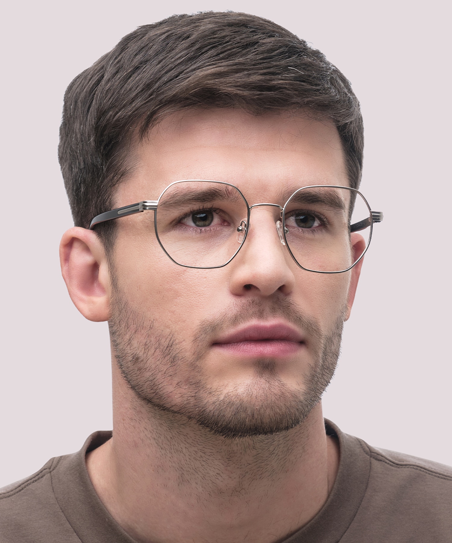 Hainault Matte Silver MetalEyeglass Frames for Men for Glasses Direct