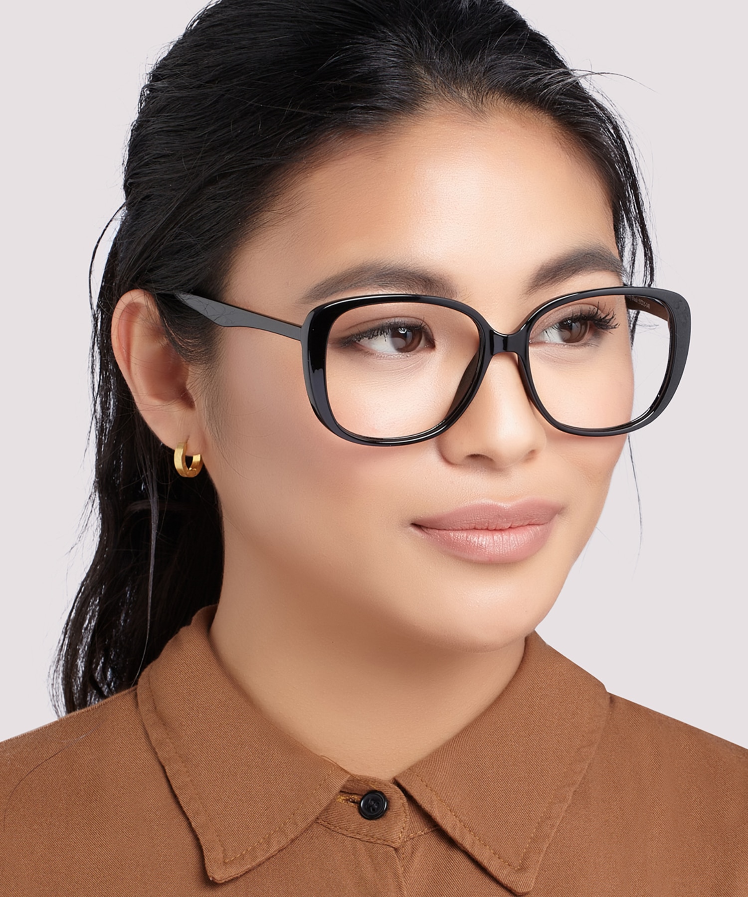 Becca Shiny Black PlasticEyeglass Frames for Women for Glasses Direct