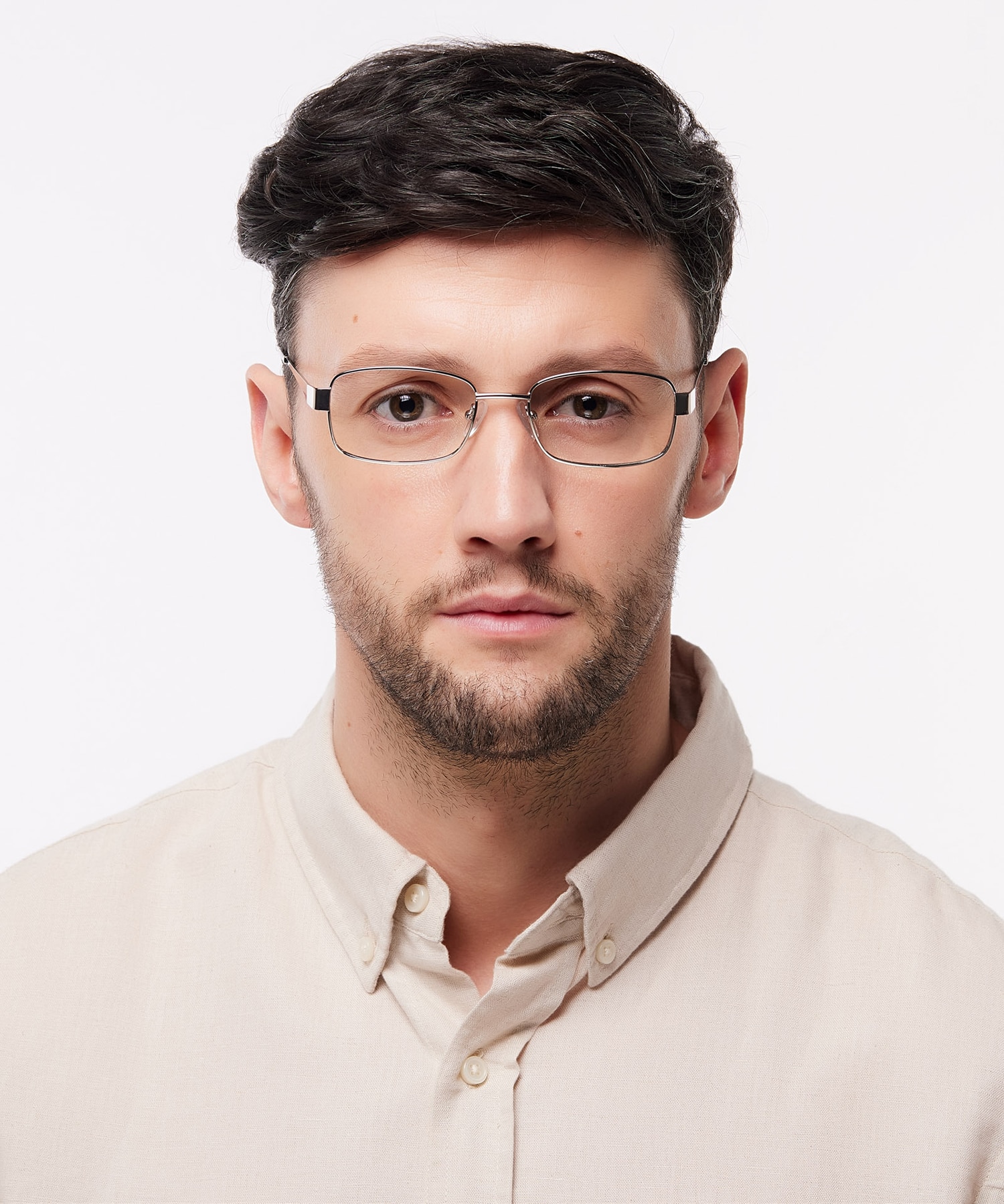 Karl Shiny Silver MetalEyeglass Frames for Men for Glasses Direct