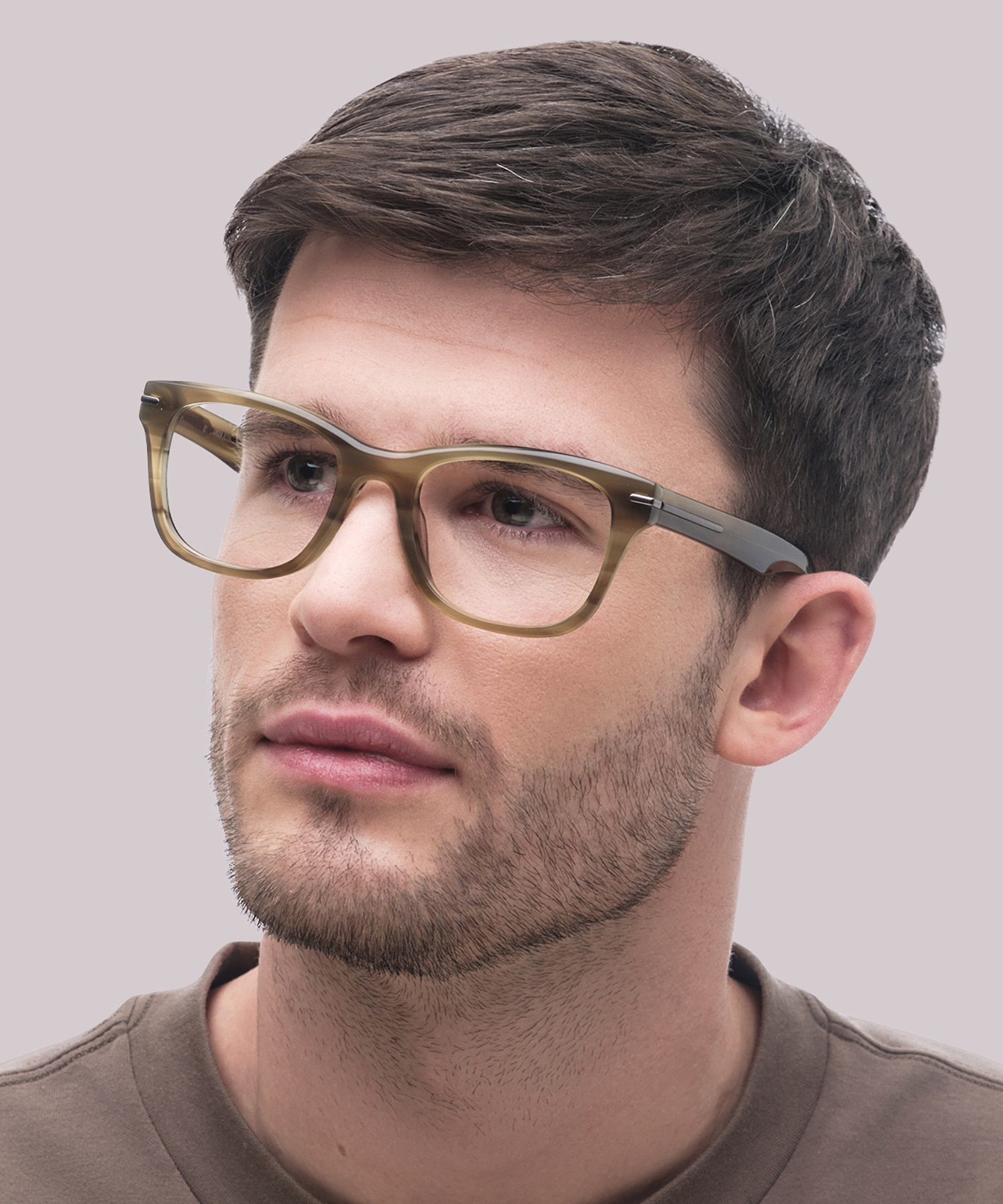 Hammersmith Khaki Horn AcetateEyeglass Frames for Men for Glasses Direct
